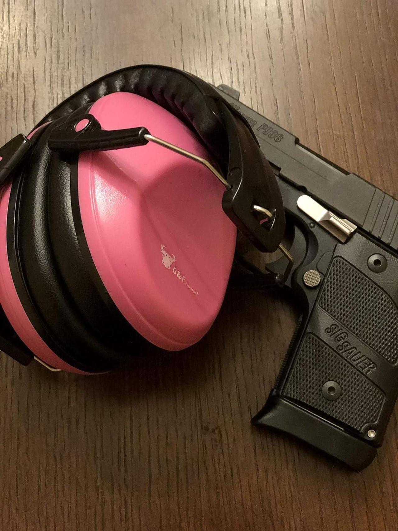 Alt view image 6 of 7 - G & F Products Earmuff Hearing Protection with Low Profile Passive Folding Design 26Db NRR & Reducesup To 125Db Noise Reduction, For Both Aduit & Kids Adjustble Headband, Pink, 13010PK