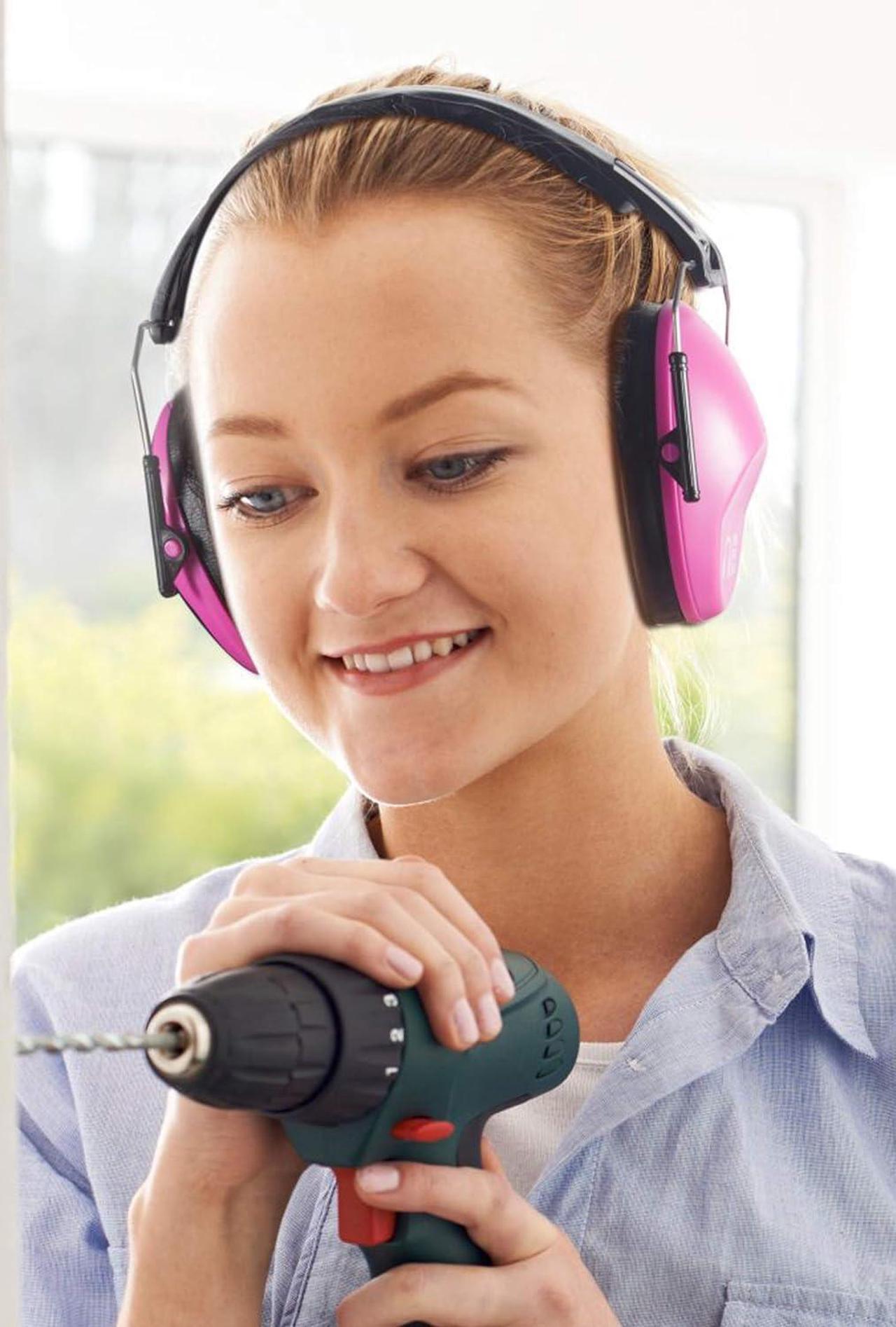 Alt view image 5 of 7 - G & F Products Earmuff Hearing Protection with Low Profile Passive Folding Design 26Db NRR & Reducesup To 125Db Noise Reduction, For Both Aduit & Kids Adjustble Headband, Pink, 13010PK