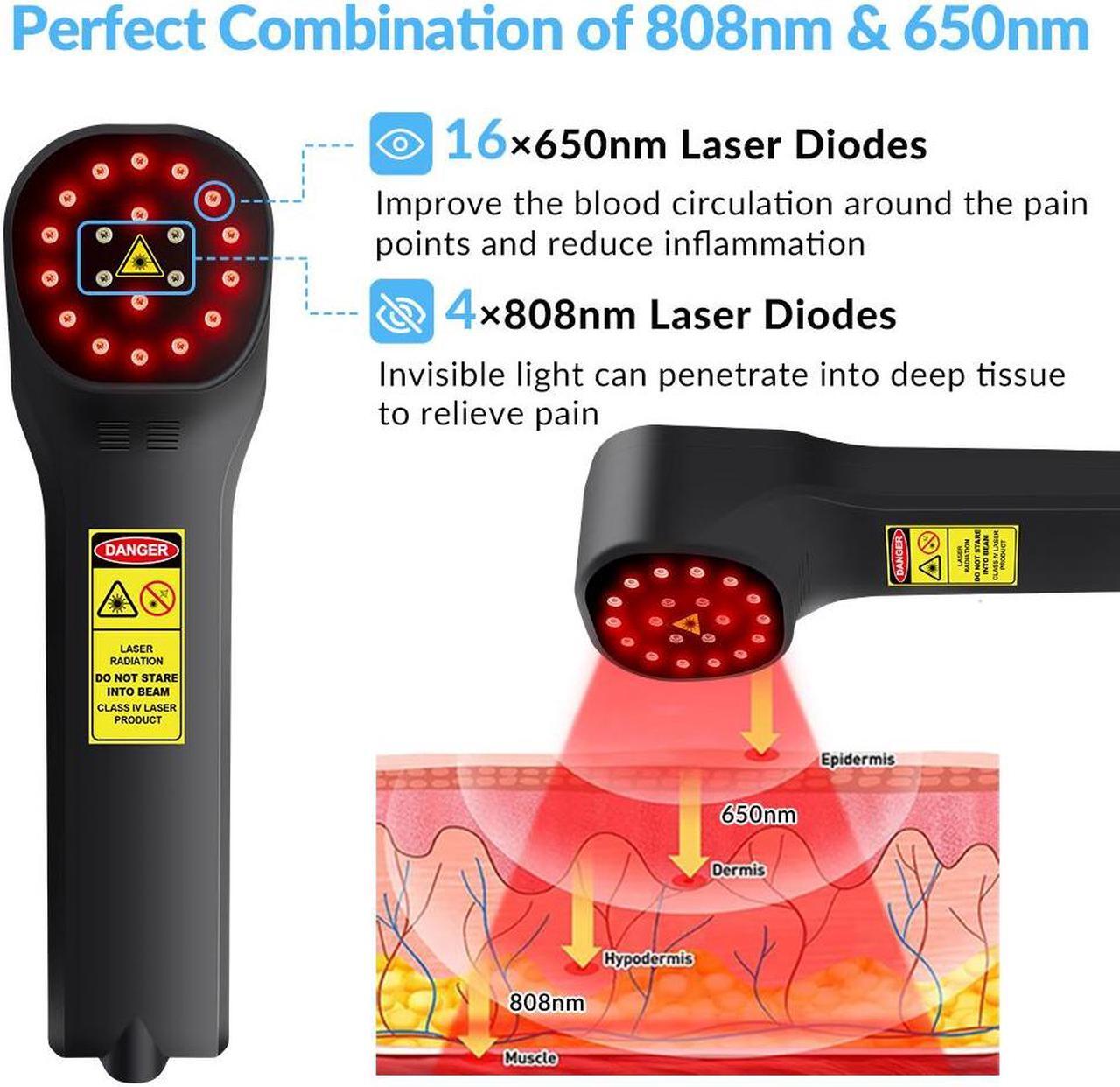 Alt view image 3 of 6 - ZJZK physical therapy laser treatment for back pain inflammation near me red infrared massager for Health Care 4x808nm 16x650nm 880mW Black
