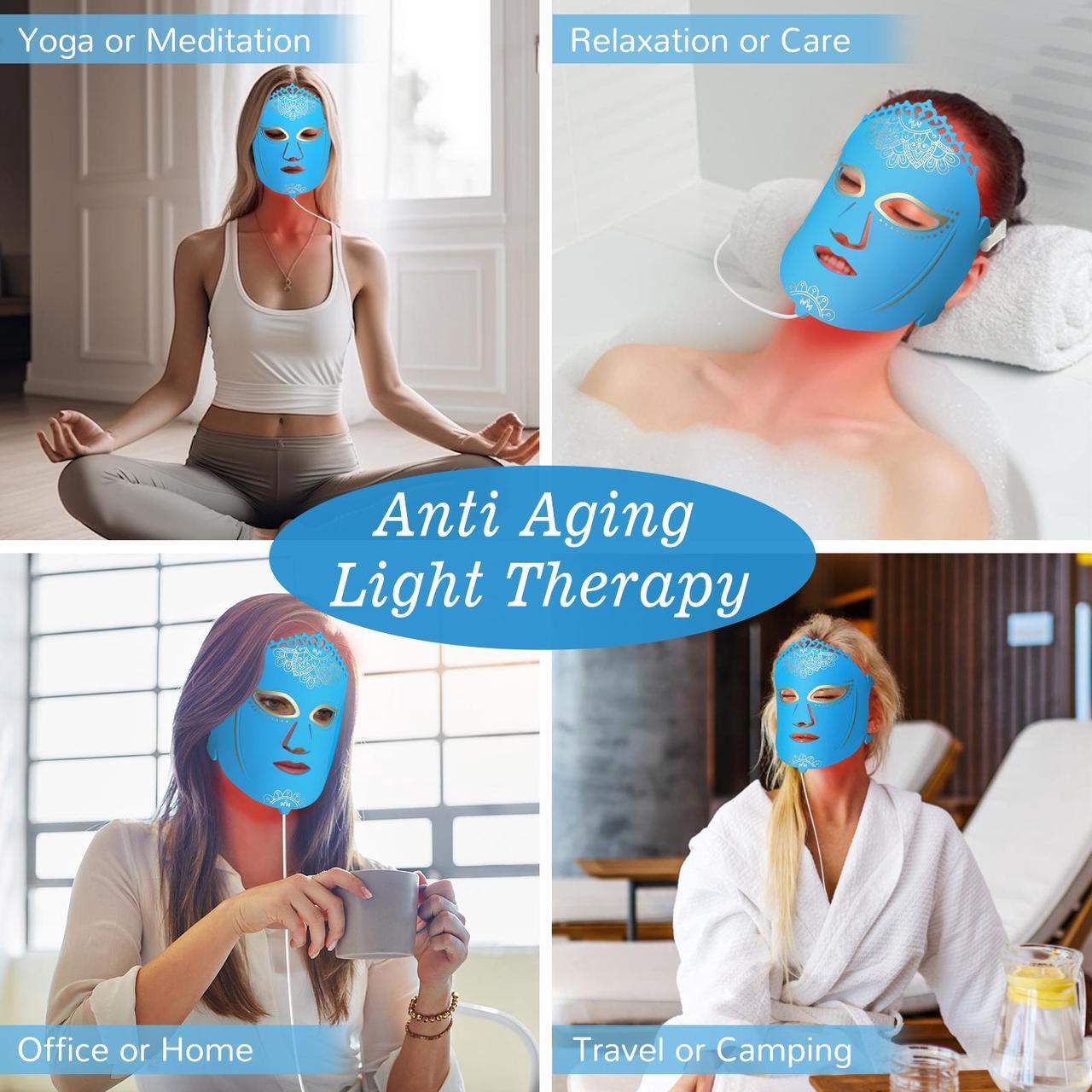 Alt view image 4 of 7 - ZJZK 7 Color Led Light Therapy Face Mask,Red Light Therapy for Face, Upgraded Led Face Mask Light Therapy include 360PCS Led, Led Mask Therapy at Home and Travel ,Portable Silicone Beauty Facial Mask