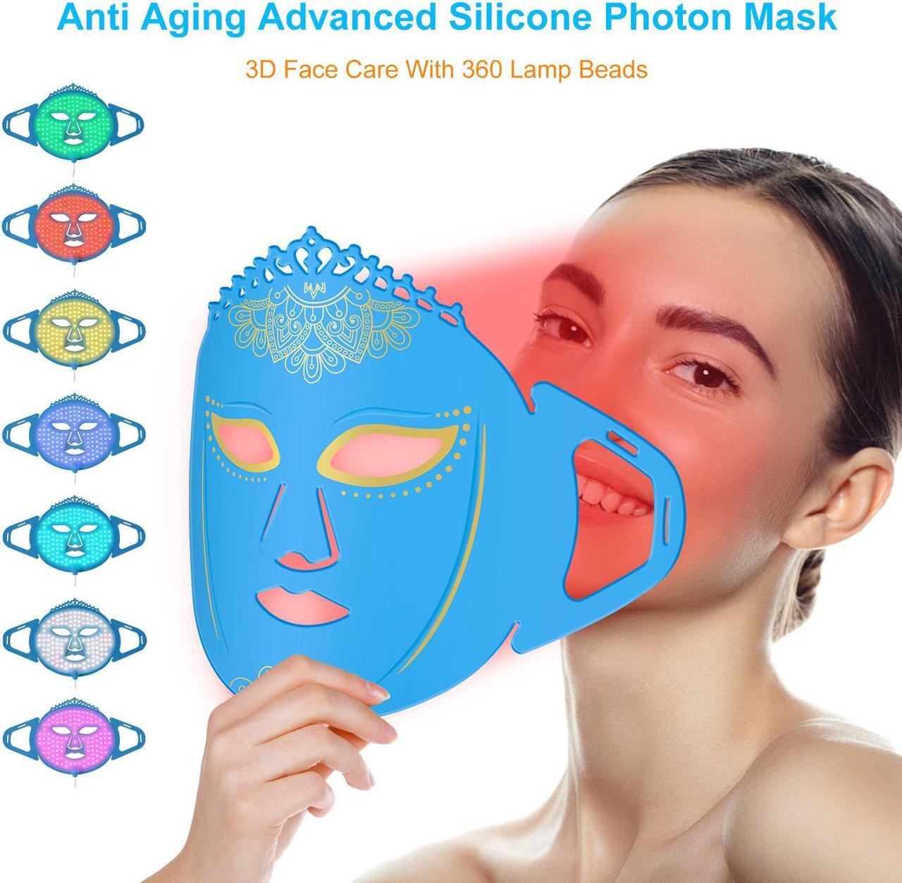 Main image of ZJZK 7 Color Led Light Therapy Face Mask,Red Light Therapy for Face, Upgraded Led Face Mask Light Therapy include 360PCS Led, Led Mask Therapy at Home and Travel ,Portable Silicone Beauty Facial Mask
