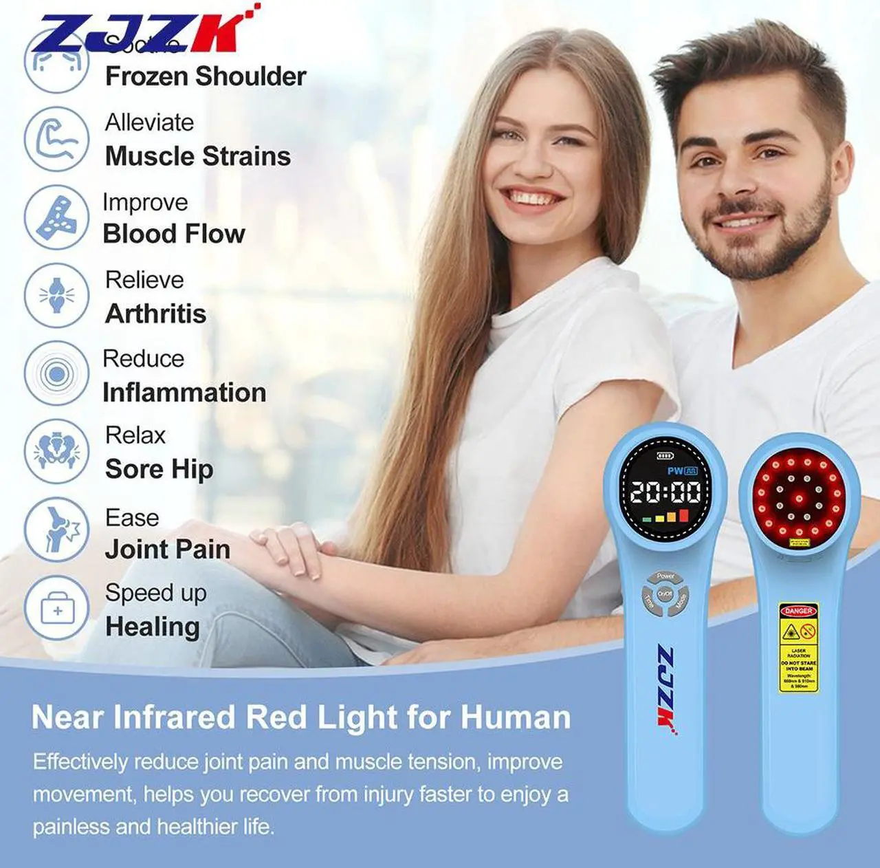 Alt view image 3 of 7 - ZJZK Cold Laser Therapy For Arthritis 16X660Nm 4X810Nm 4X980Nm Hand Held Cold Laser For People Or Animals Easy To Carry Blue