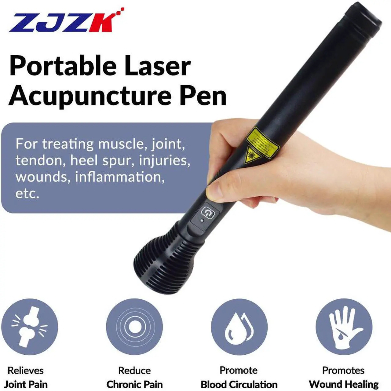 Main image of ZJZK Rechargeable 600mW 808nm Low Level Cold Laser Acupuncture Pen Therapy for Pain