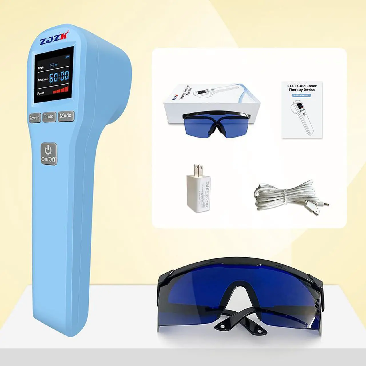 Alt view image 7 of 7 - ZJZK LLLT Cold Laser Therapy Device 4*808nm & 16*650nm Human/Vet Handheld Infrared Red Light Therapy, human,Pet Dogs Treatment Device for Muscle Pain Relief & Improve Healing Blue