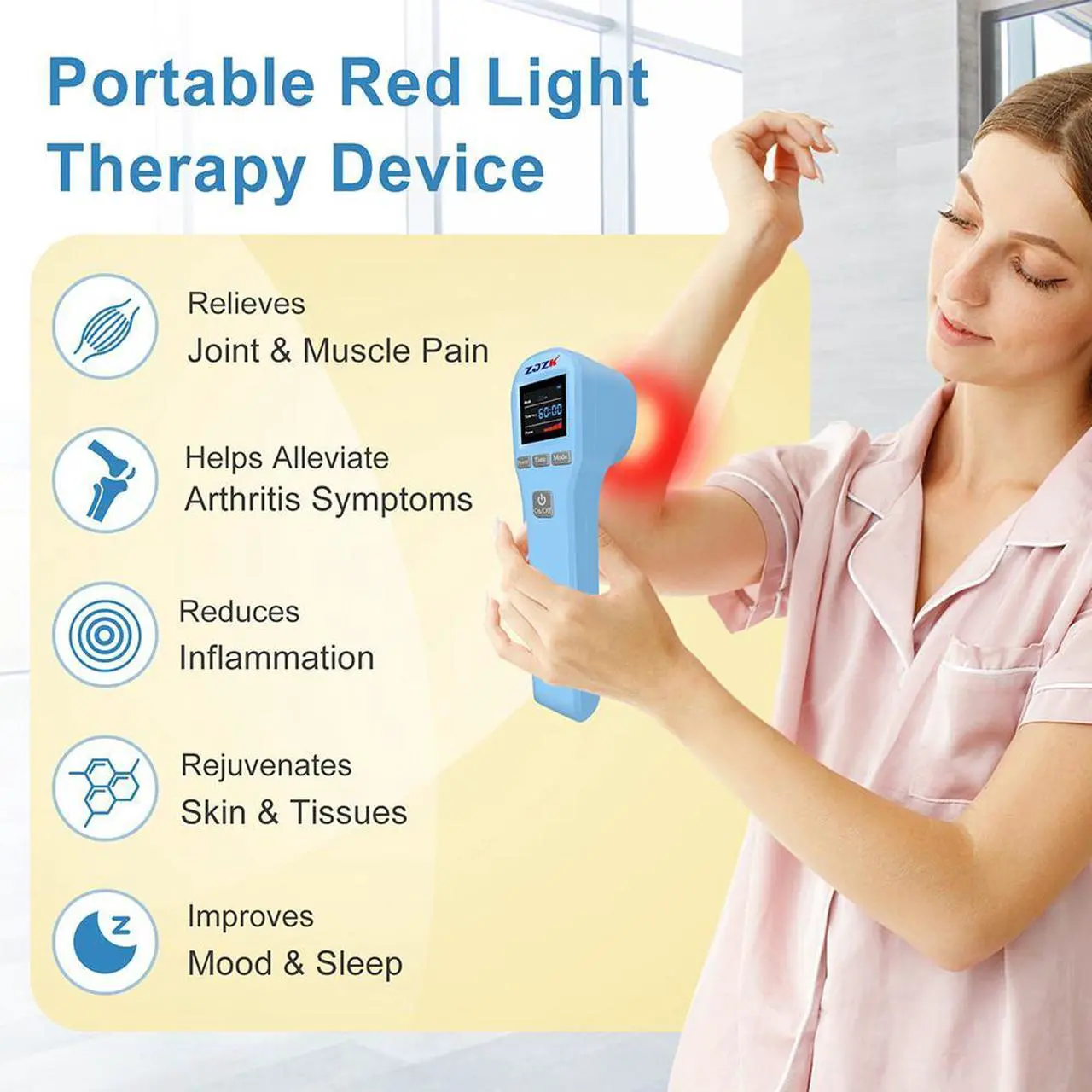Alt view image 3 of 7 - ZJZK LLLT Cold Laser Therapy Device 4*808nm & 16*650nm Human/Vet Handheld Infrared Red Light Therapy, human,Pet Dogs Treatment Device for Muscle Pain Relief & Improve Healing Blue