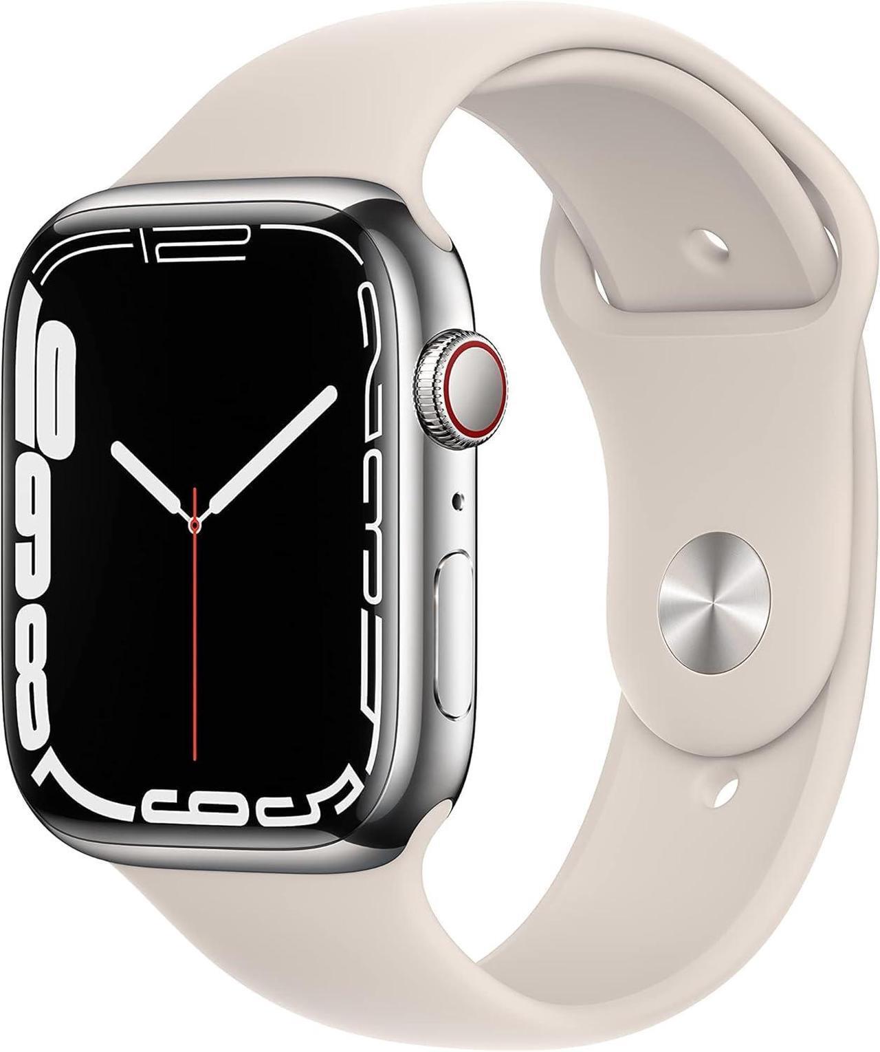 Main image of Apple Watch Series 7 45mm GPS 32GB - Aluminum + Starlight Sport Band Refurbished Very Good