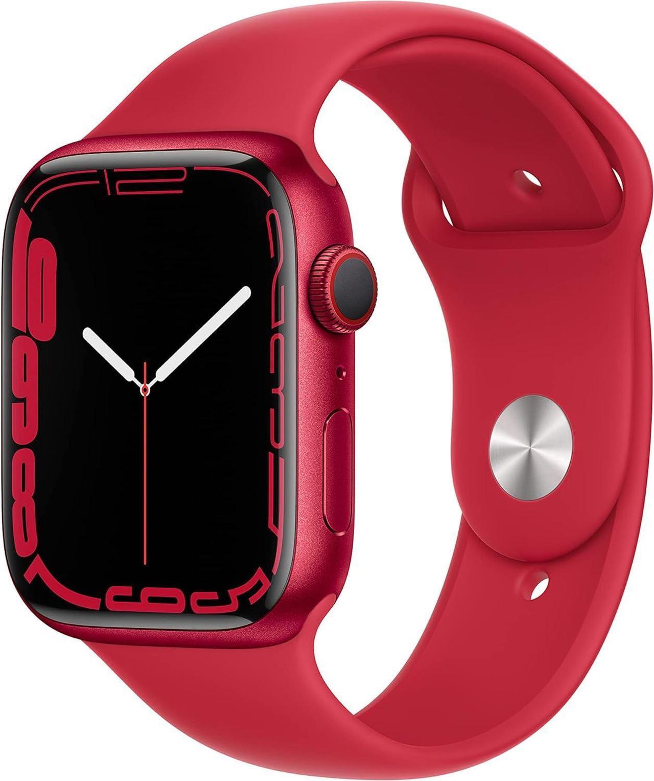 Alt view image 3 of 3 - Apple Watch Series 7 45mm GPS 32GB - Aluminum + Product Red Sport Band Refurbished Very Good