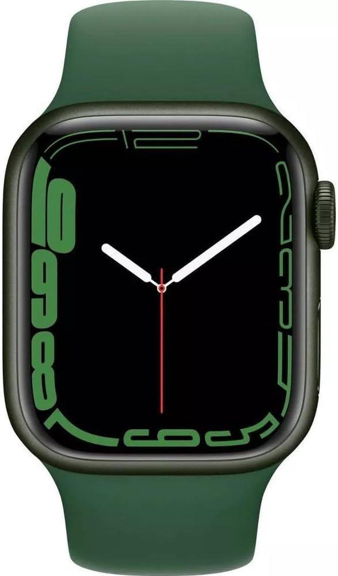 Alt view image 2 of 4 - Apple Watch Series 7 45mm GPS 32GB - Aluminum + Green Sport Band Refurbished Very Good
