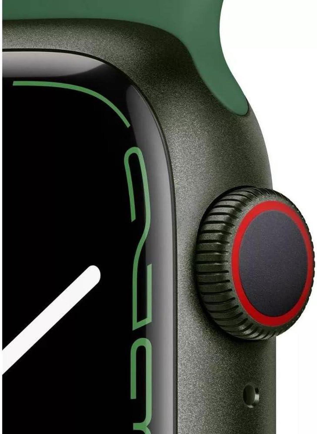 Alt view image 3 of 4 - Apple Watch Series 7 45mm GPS 32GB - Aluminum + Green Sport Band Refurbished Very Good