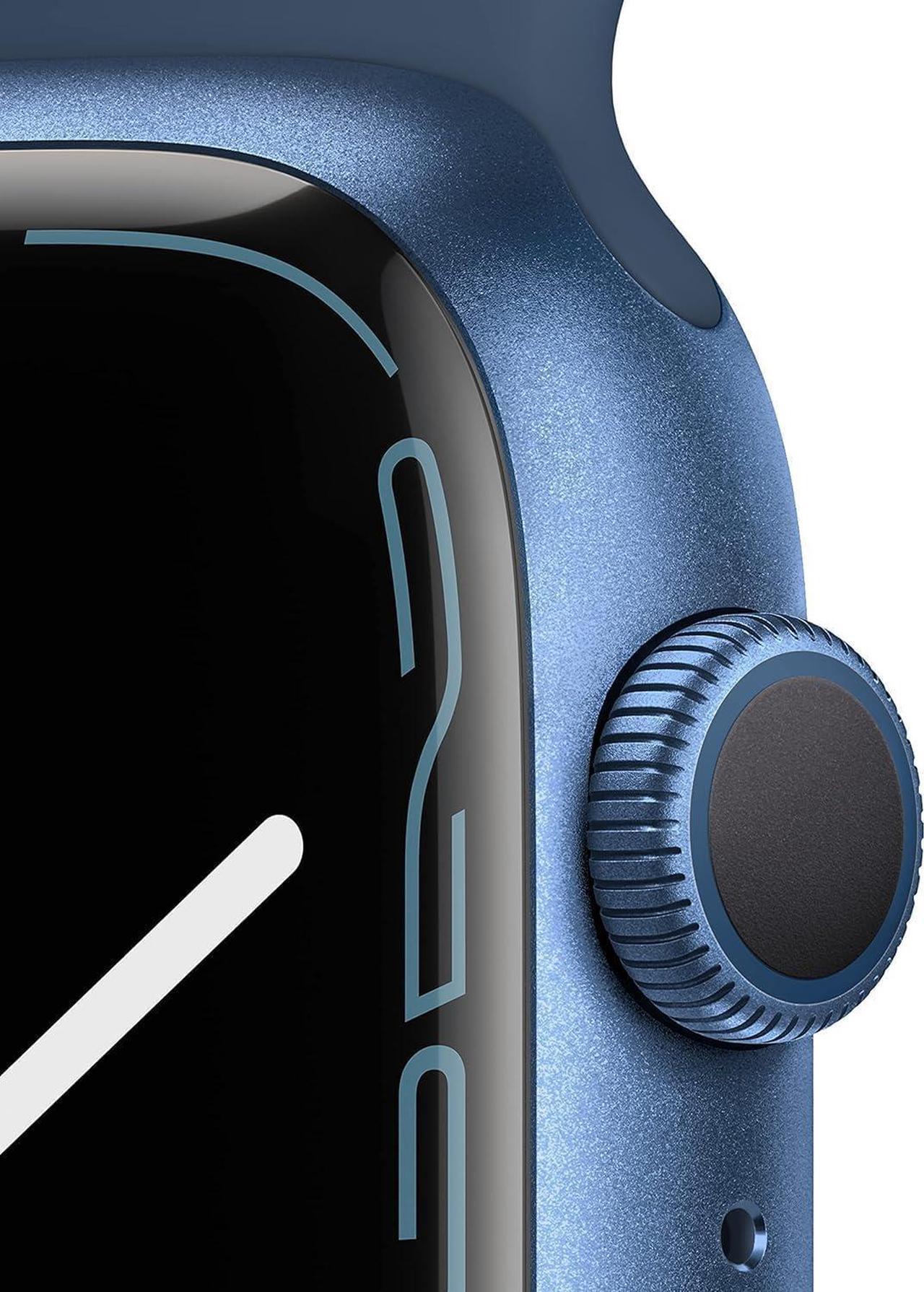 Alt view image 2 of 3 - Apple Watch Series 7 41mm GPS 32GB - Aluminum + Blue Sport Band Refurbished Excellent