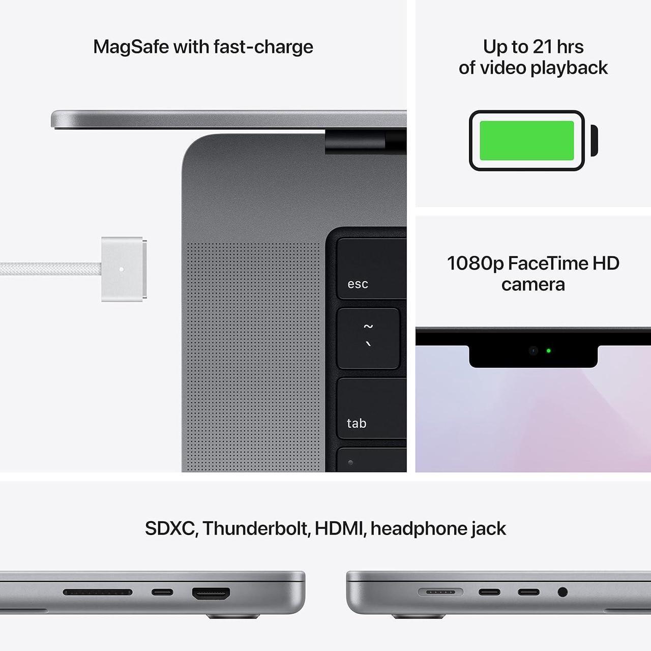 Alt view image 6 of 6 - Apple MacBook Pro with Apple M1 Pro chip Late 2021 (14 inch, 16GB RAM, 512GB SSD) Silver (Renewed) 8-core CPU 14-core GPU Silver MKGR3LL/A Excellent Condition