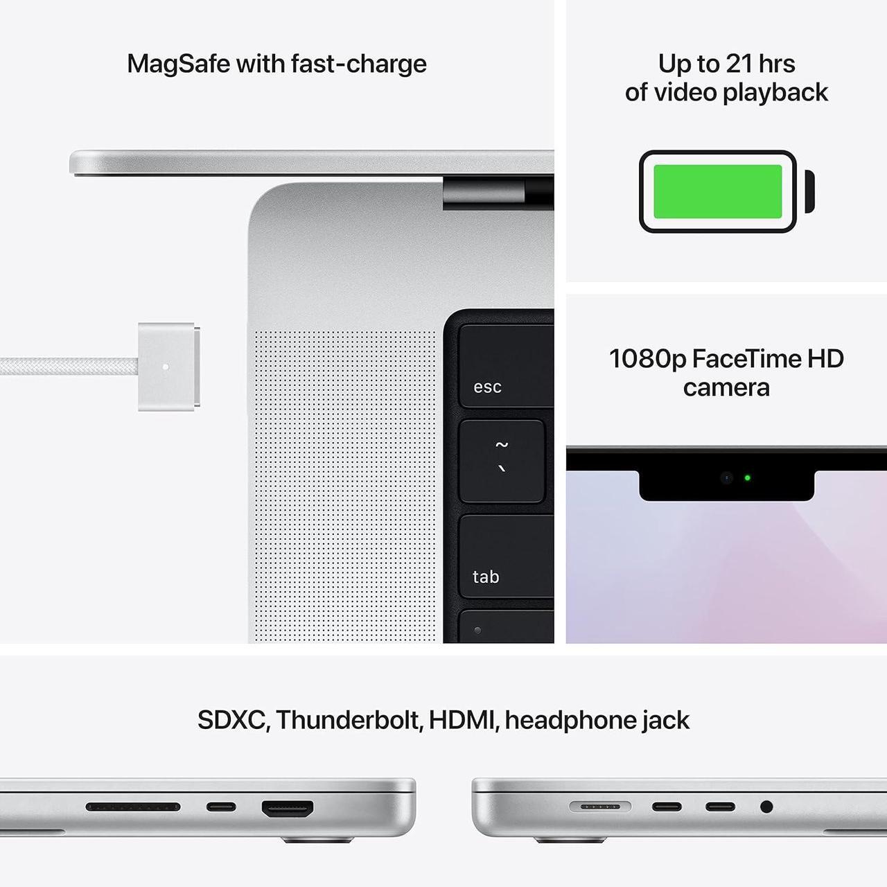 Alt view image 5 of 5 - Apple MacBook Pro Late 2021 with Apple M1 Pro chip 10-core CPU 16-core GPU (16 inch, 16GB RAM, 1TB SSD) Silver (Renewed)  MK1F3LL/A Very Good Condition