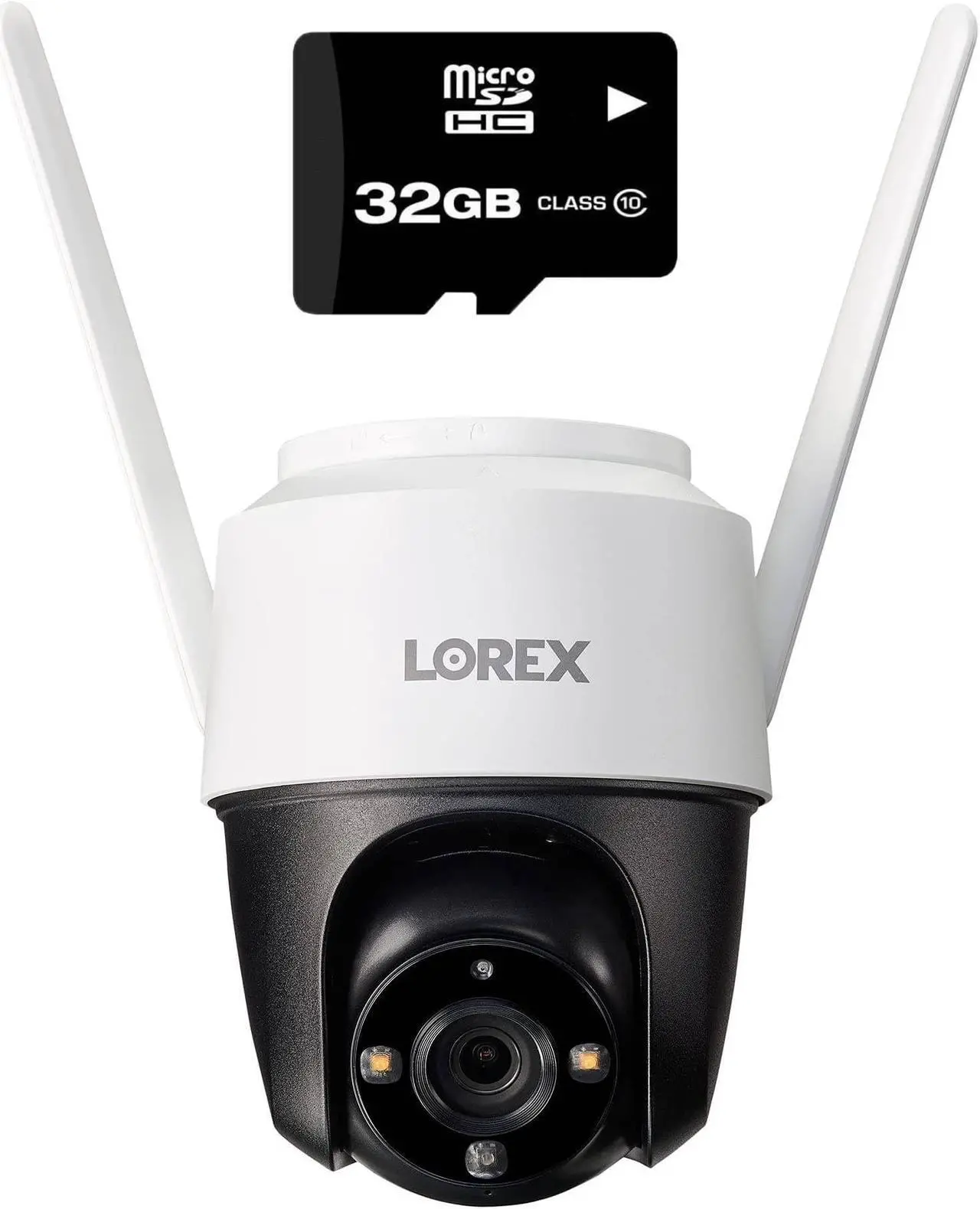 Main image of Lorex 2K Pan-Tilt Indoor/Outdoor WiFi Security Camera - Home Security Camera with 360 View Auto-Tracking, Color Night Vision, Person Detection, and Warning - Free 32GB Micro SD Card (2K White)