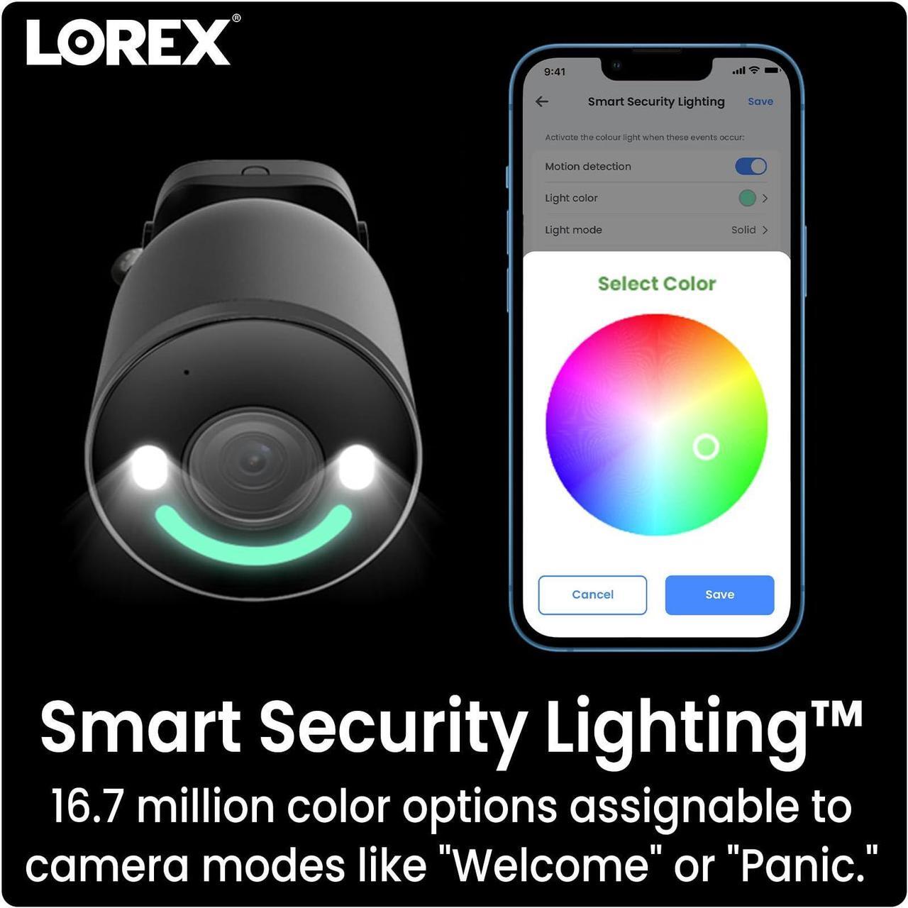 Alt view image 4 of 7 - Lorex 4K Spotlight Indoor/Outdoor Wi-Fi 6 Security Camera with Smart Security Lighting, Person, Vehicle, Animal and Package Detection, 2-Way Talk, Quick Response, Lorex Fusion