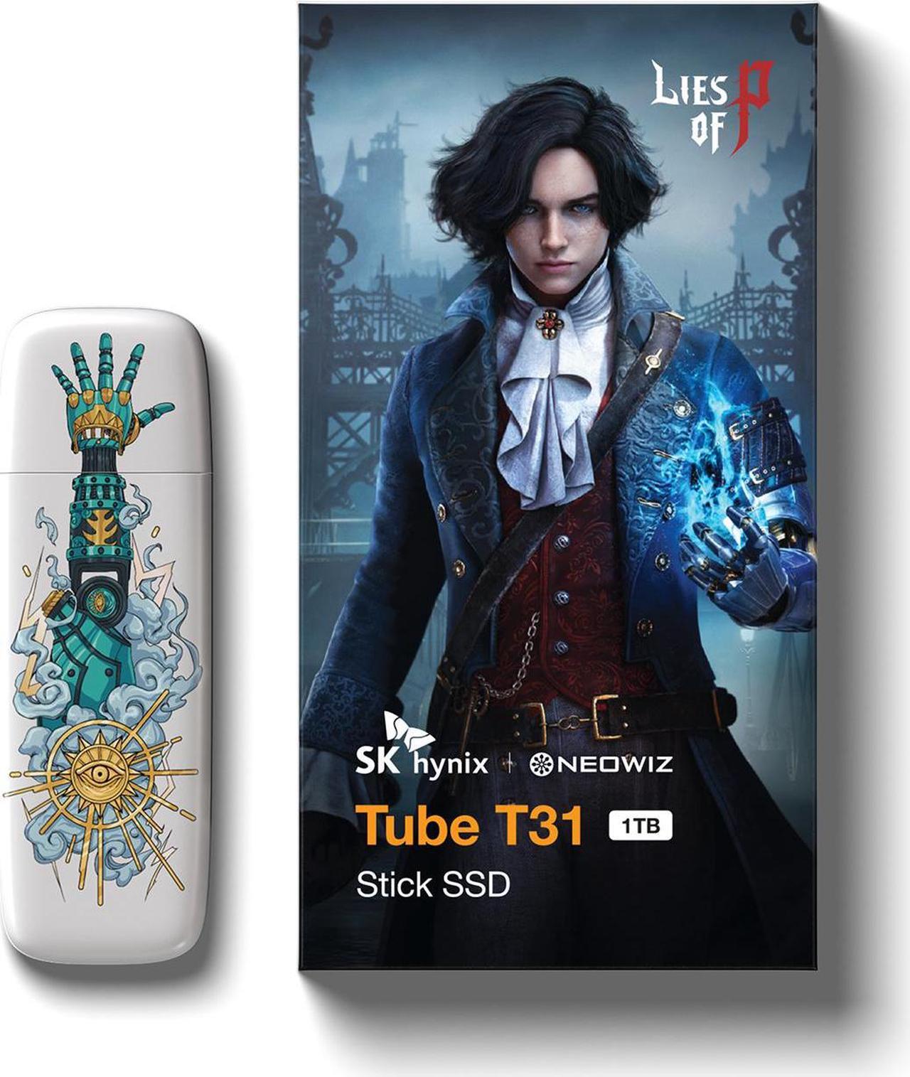 Alt view image 3 of 7 - SK Hynix Tube T31 Stick SSD Lies of P Limited Edition (1TB X 2) - High-Speed External Solid State Drive with DRAM, Up to 1000MB/S, USB-A 3.2 Gen2, Compatible with Windows PC, Mac, PS4, PS5, Xbox