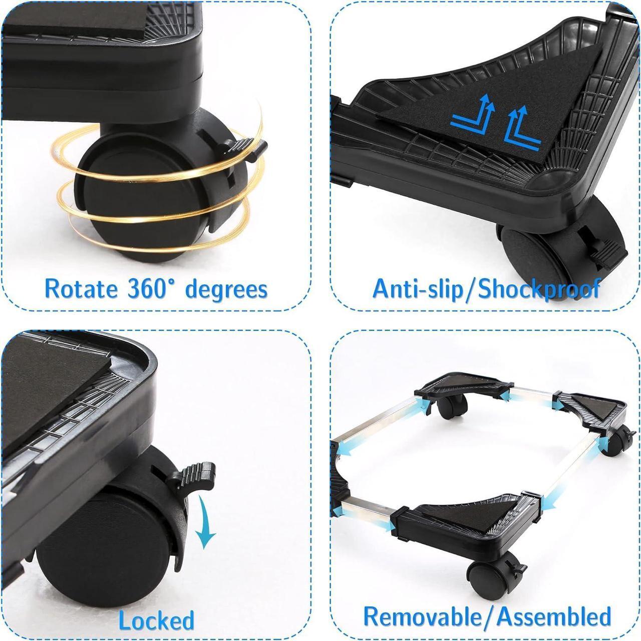 Alt view image 3 of 7 - Computer Tower Stand CPU Holder Stand with 4 Mute Caster WheelsCPU Stand for Gaming pc,Suitable for Most PC Brackets On The Carpet Floor (Black) (Black)