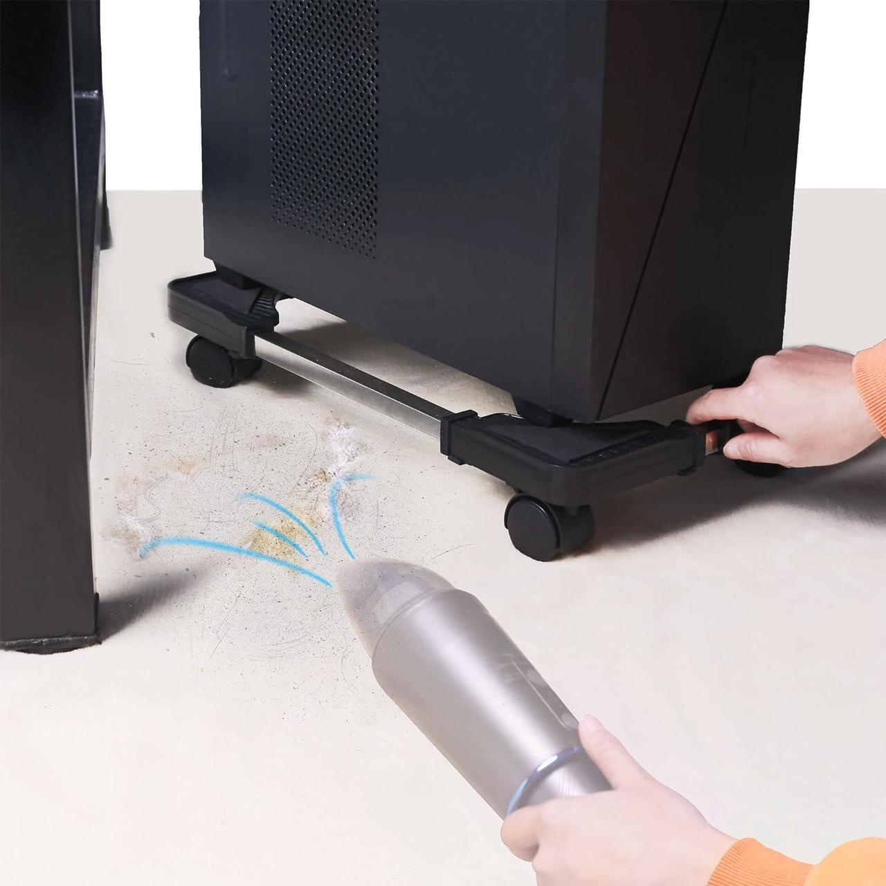 Alt view image 5 of 7 - Computer Tower Stand CPU Holder Stand with 4 Mute Caster WheelsCPU Stand for Gaming pc,Suitable for Most PC Brackets On The Carpet Floor (Black) (Black)