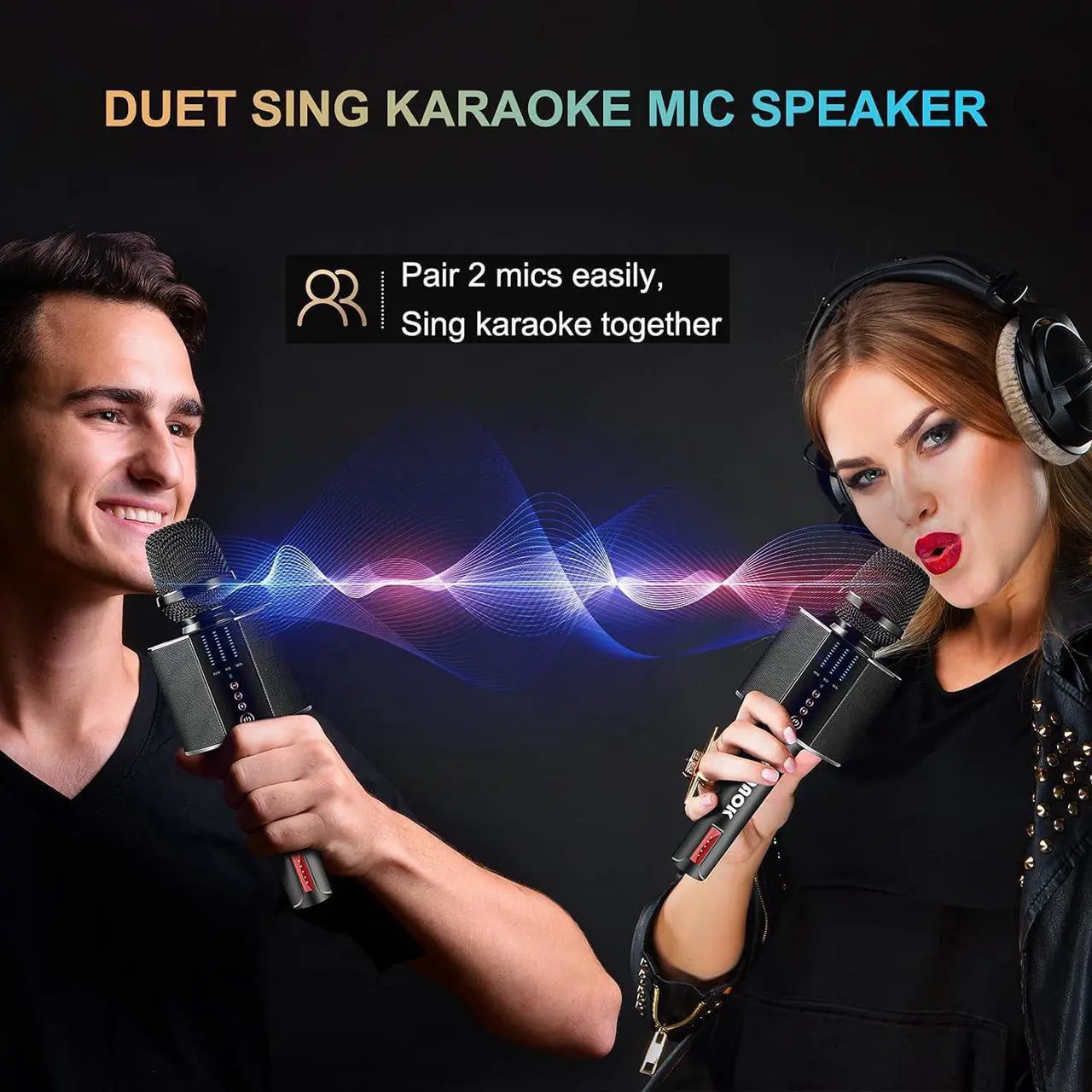 Alt view image 5 of 7 - Microphone, Portable Wireless Bluetooth  Mic for Adults&Kids Car Home Outdoor Party,  Machine for PC/All Smartphone G50 Black