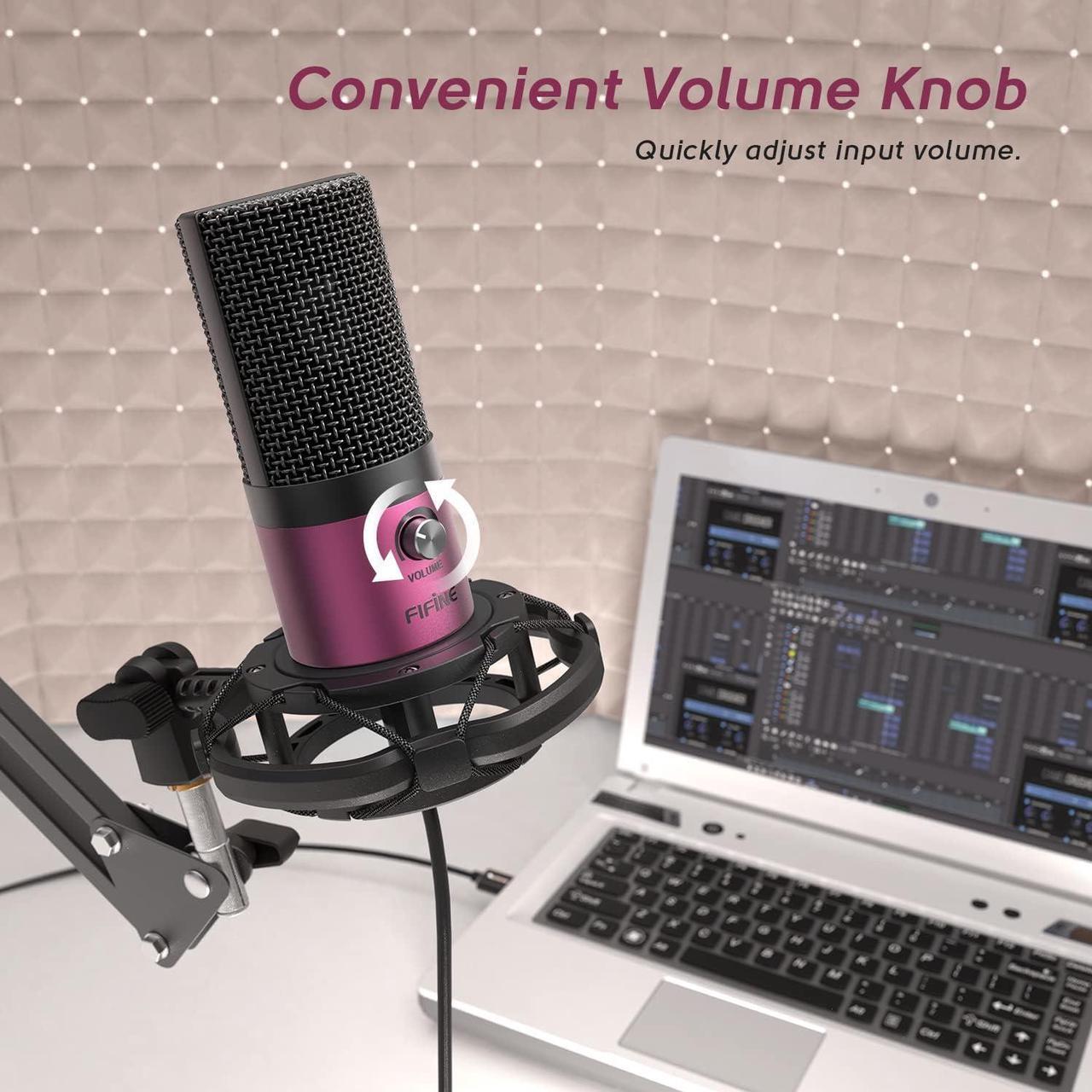 Alt view image 3 of 7 - FIFINE Podcast Microphone Kit-USB PC Computer Recording Microphone, Condenser Mic Set for Streaming, Gaming, Voice-Over, Meeting, with Arm Stand, Shock Mount, Pop Filter-T669 Rose Red