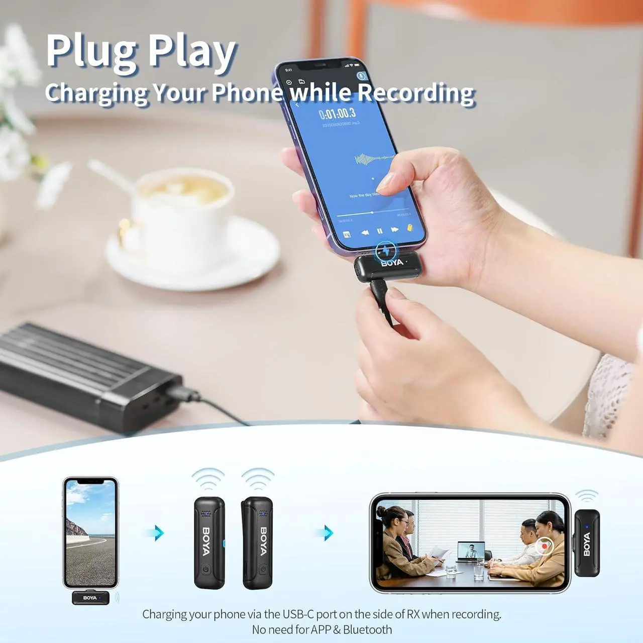 Alt view image 2 of 7 - Dual Wireless Lavalier Microphone for Android iPhone 15 USB Type-C Smartphone Laptop, 30H Battery, Mini Lapel Clip-on Mic for Podcast YouTube TikTok Live Stream Vlog Interview Video Recording