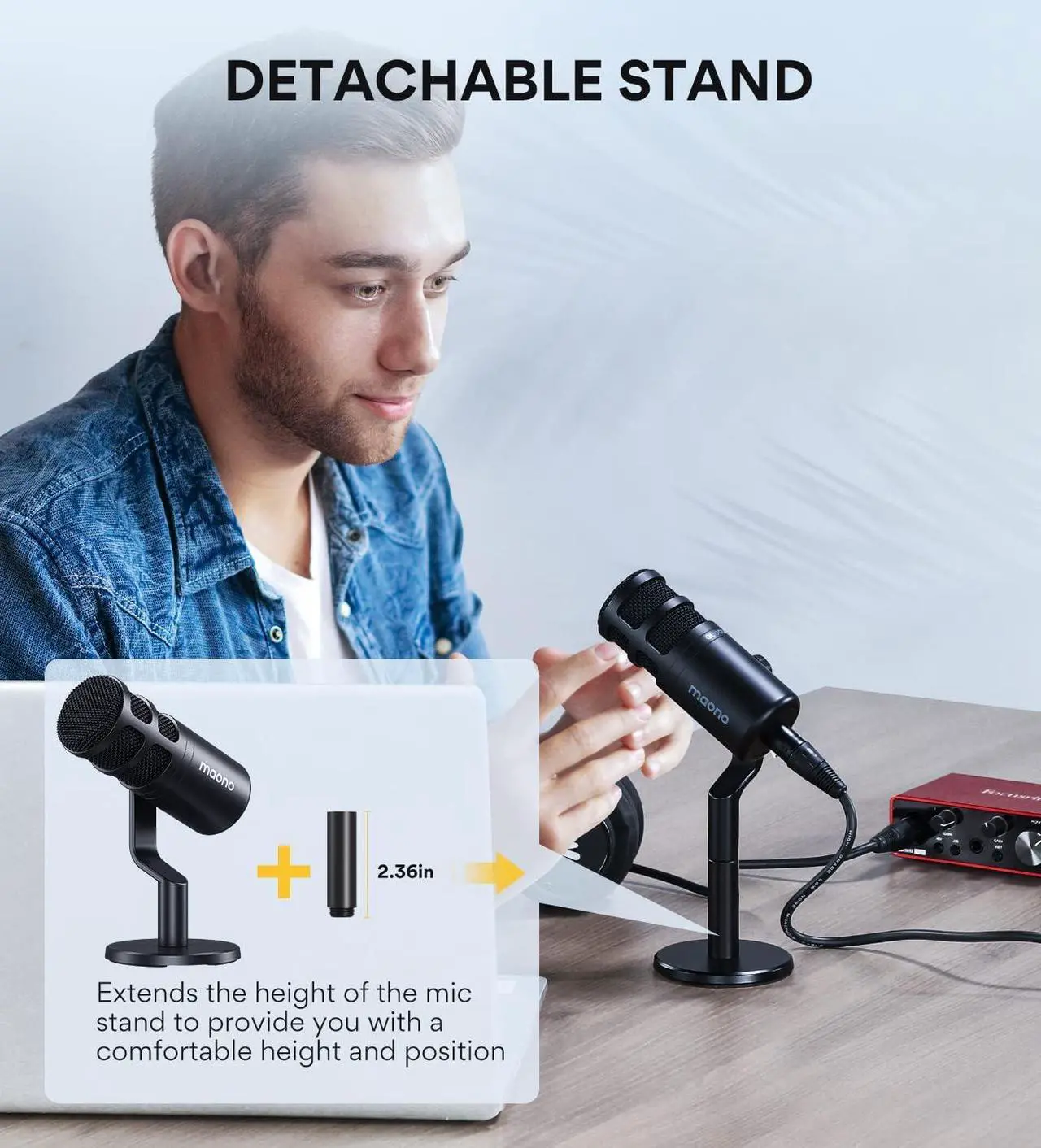 Alt view image 6 of 7 - MAONO XLR Podcast Microphone, Cardioid Studio Dynamic Mic for Vocal Recording, Streaming, Voice-Over, Voice Isolation Technology, Metal Mic, Works for Audio Interface, Mixer, Sound Card-PD100