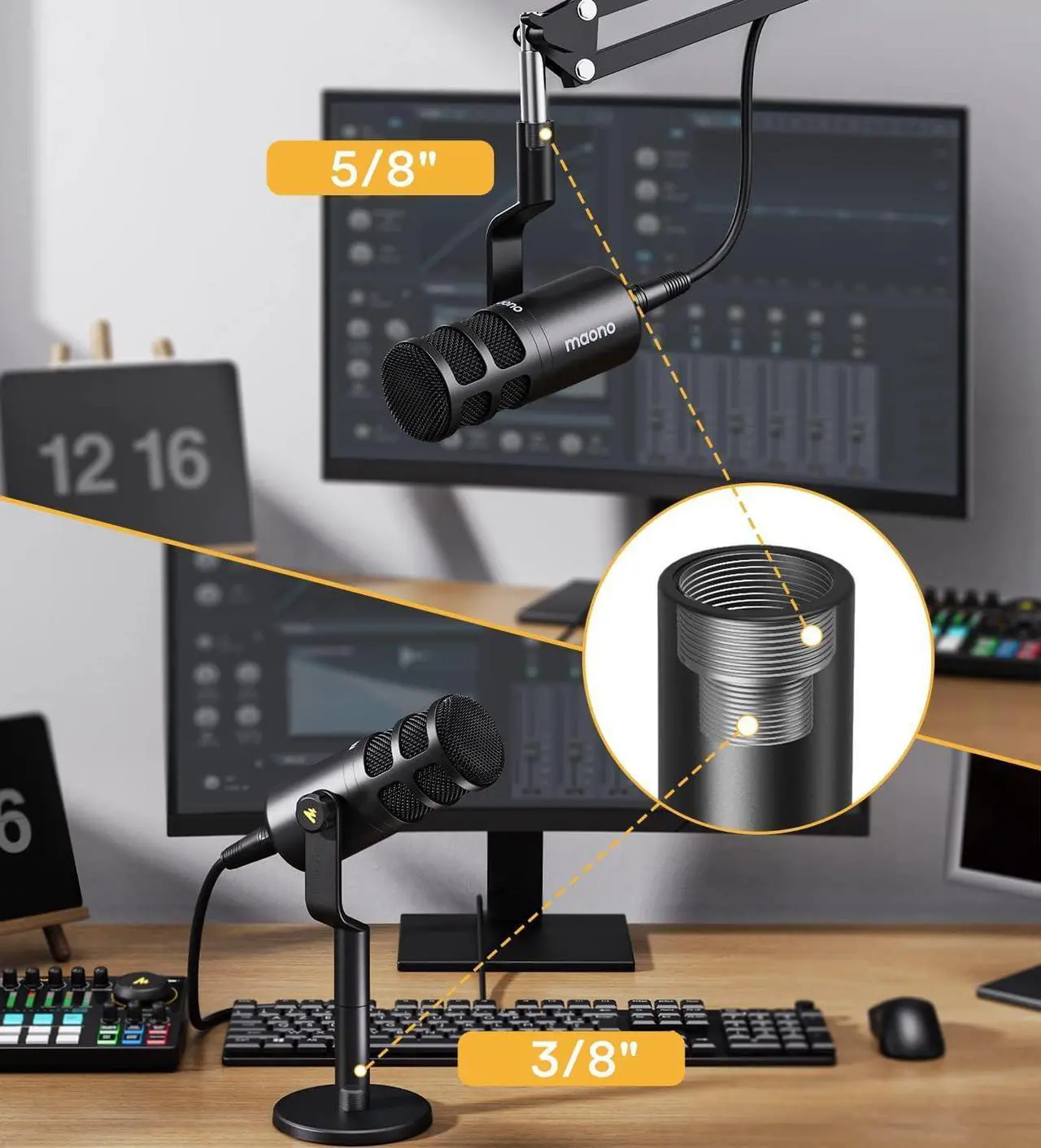 Alt view image 7 of 7 - MAONO XLR Podcast Microphone, Cardioid Studio Dynamic Mic for Vocal Recording, Streaming, Voice-Over, Voice Isolation Technology, Metal Mic, Works for Audio Interface, Mixer, Sound Card-PD100