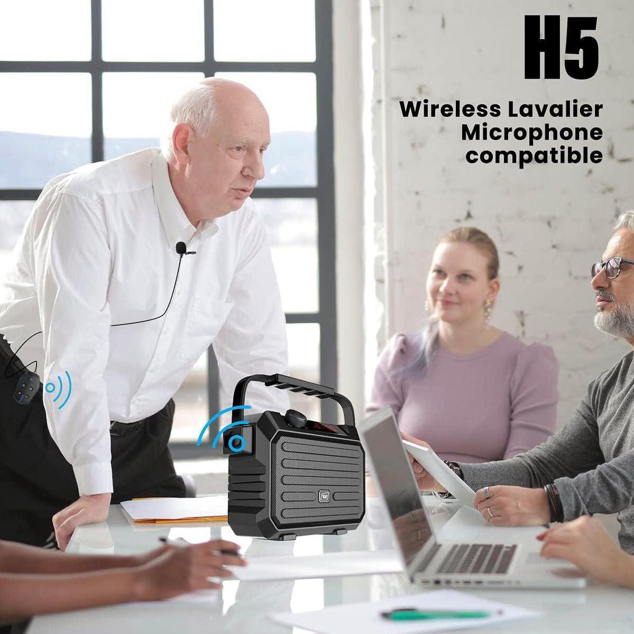 Alt view image 2 of 7 - Wireless PA System with Wireless Headset Microphone Lavalier Lapel Microphone Transmitter, 30W Wireless Voice Amplifier Portable Megaphone Rechargeable Bluetooth Loudspeaker Speaker for Teacher Gifts