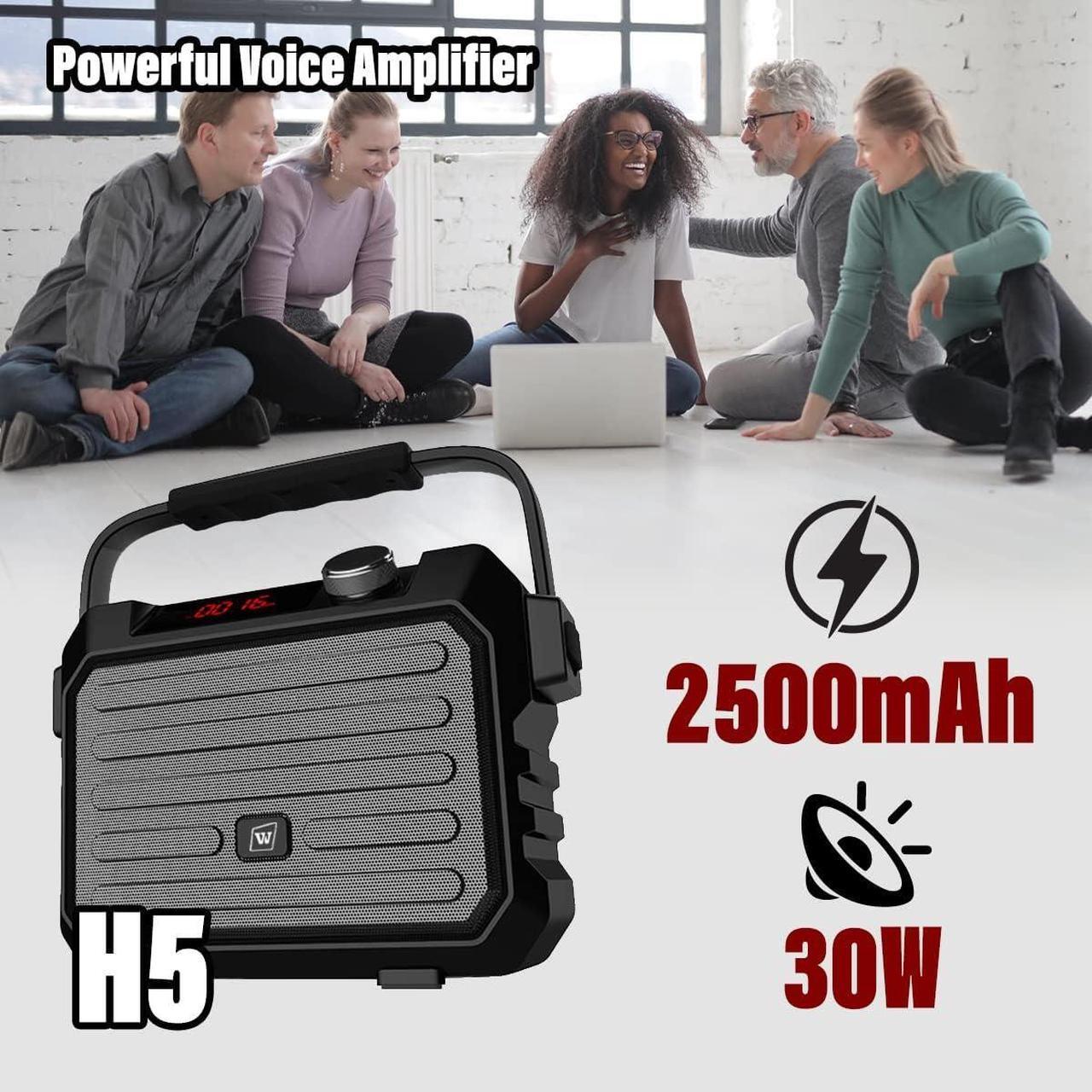 Alt view image 3 of 7 - Wireless PA System with Wireless Headset Microphone Lavalier Lapel Microphone Transmitter, 30W Wireless Voice Amplifier Portable Megaphone Rechargeable Bluetooth Loudspeaker Speaker for Teacher Gifts