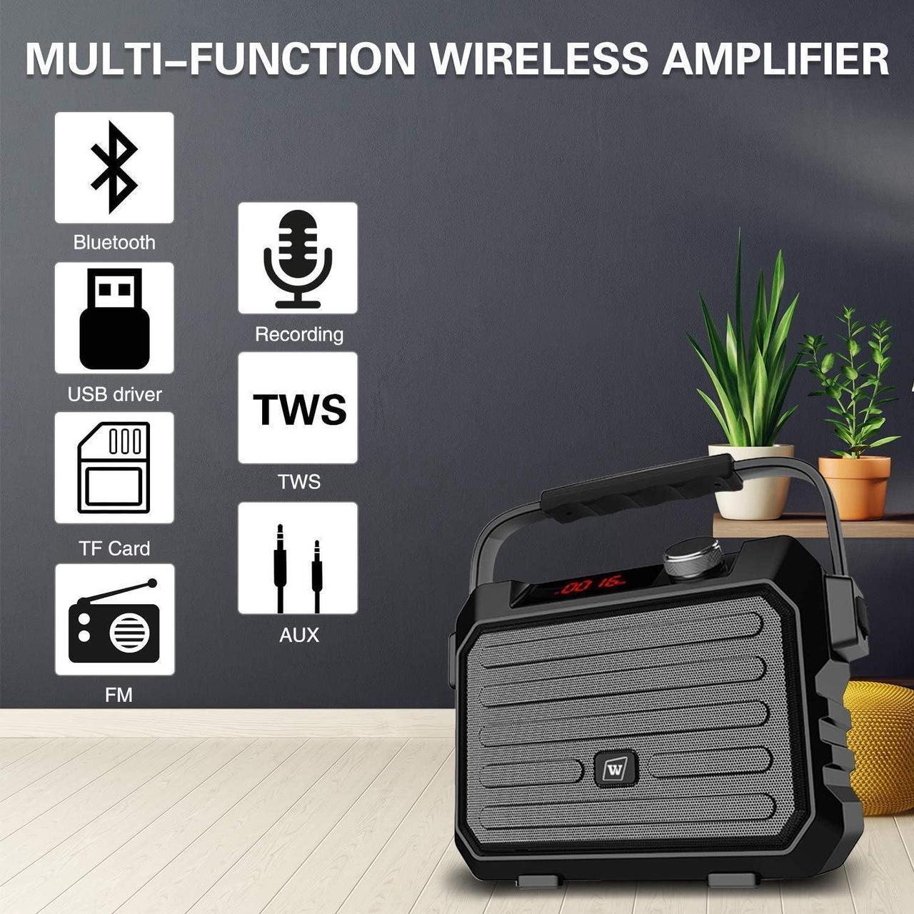 Alt view image 4 of 7 - Wireless PA System with Wireless Headset Microphone Lavalier Lapel Microphone Transmitter, 30W Wireless Voice Amplifier Portable Megaphone Rechargeable Bluetooth Loudspeaker Speaker for Teacher Gifts