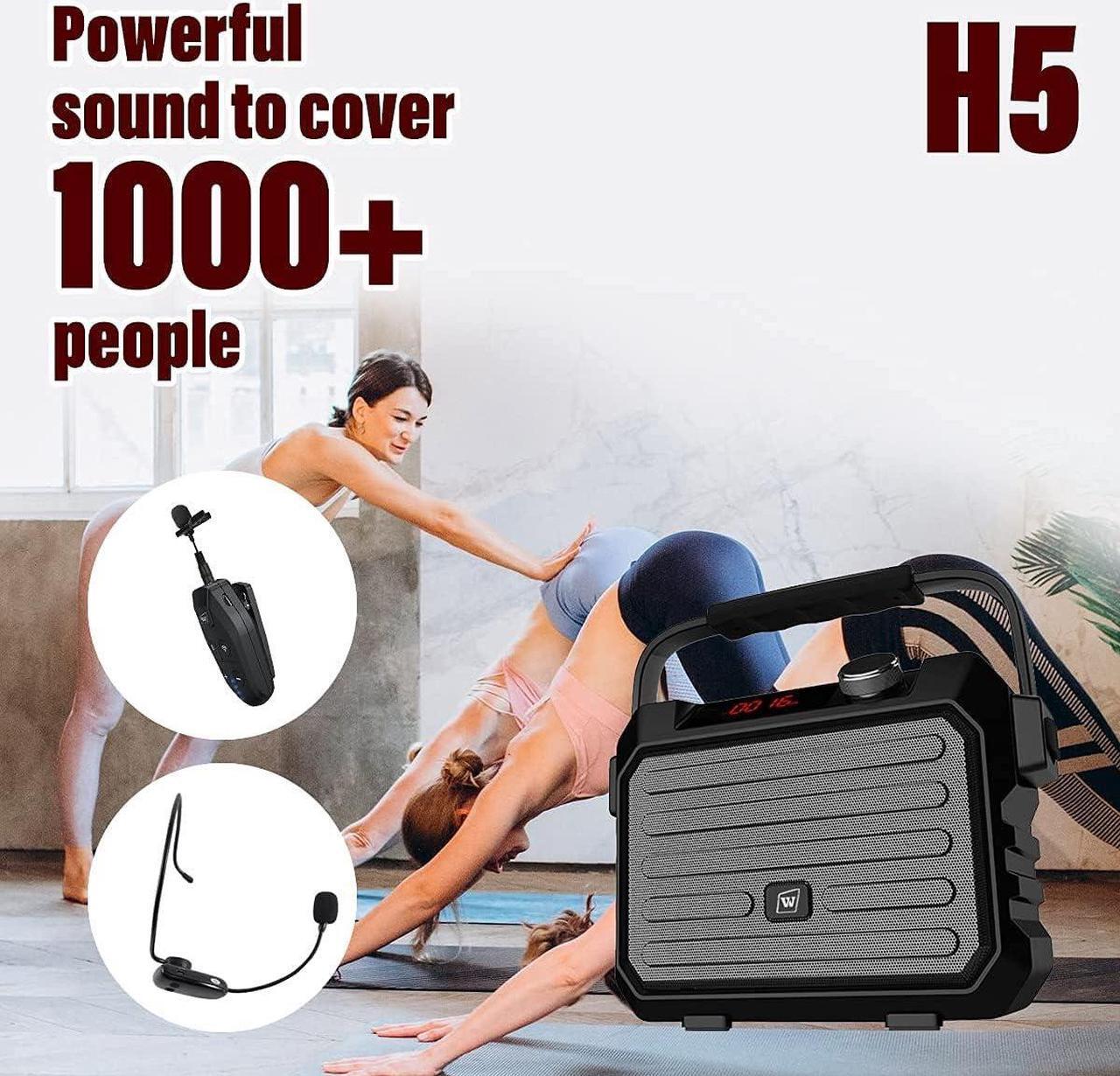 Alt view image 6 of 7 - Wireless PA System with Wireless Headset Microphone Lavalier Lapel Microphone Transmitter, 30W Wireless Voice Amplifier Portable Megaphone Rechargeable Bluetooth Loudspeaker Speaker for Teacher Gifts