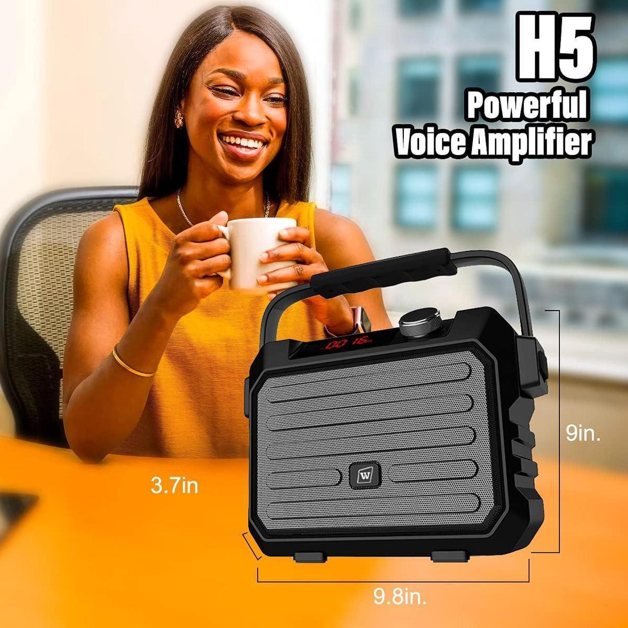Alt view image 7 of 7 - Wireless PA System with Wireless Headset Microphone Lavalier Lapel Microphone Transmitter, 30W Wireless Voice Amplifier Portable Megaphone Rechargeable Bluetooth Loudspeaker Speaker for Teacher Gifts