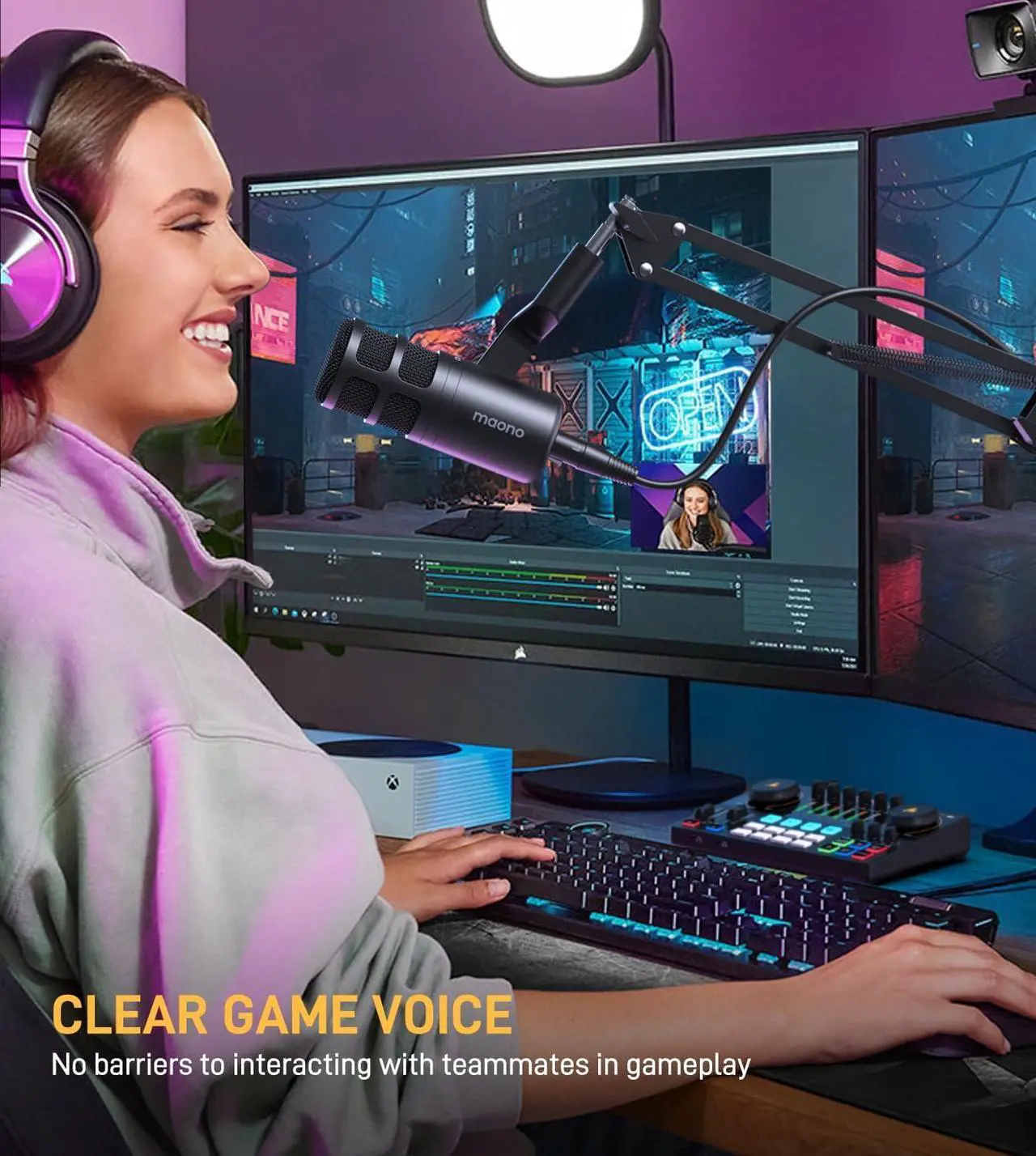 Alt view image 6 of 7 - XLR Podcast Dynamic Microphone, Cardioid Studio Mic with Boom Arm for Vocal Recording,Streaming,Gaming, Voice Isolation Technology, Metal Mic, Works for Audio Interface, Mixer-PD100S