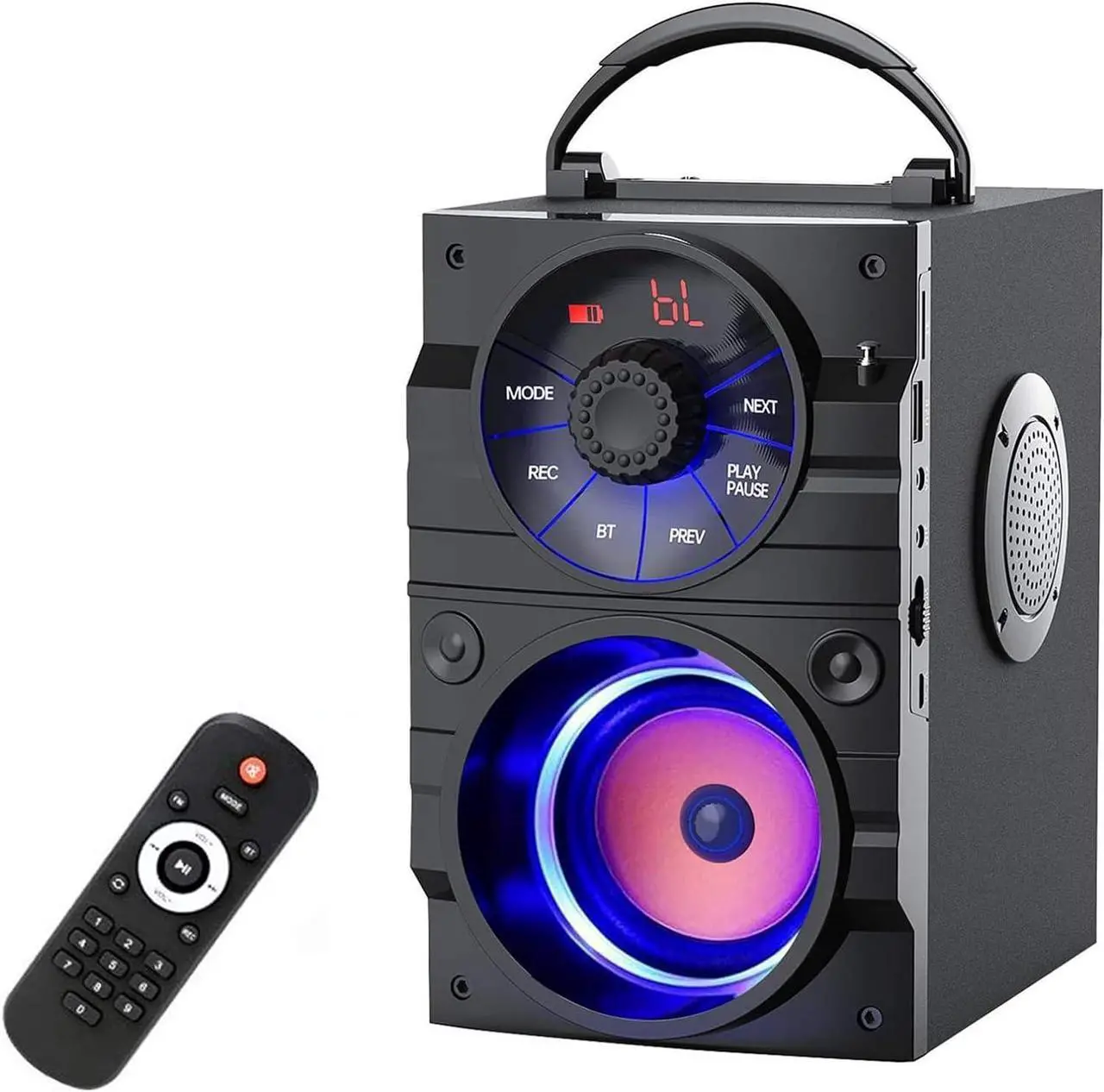 Main image of Portable Bluetooth Party Speaker with Subwoofer, Heavy Bass, Wireless, FM Radio, Remote Control, LCD Display - for Outdoor/Indoor, Home, Phone, PC