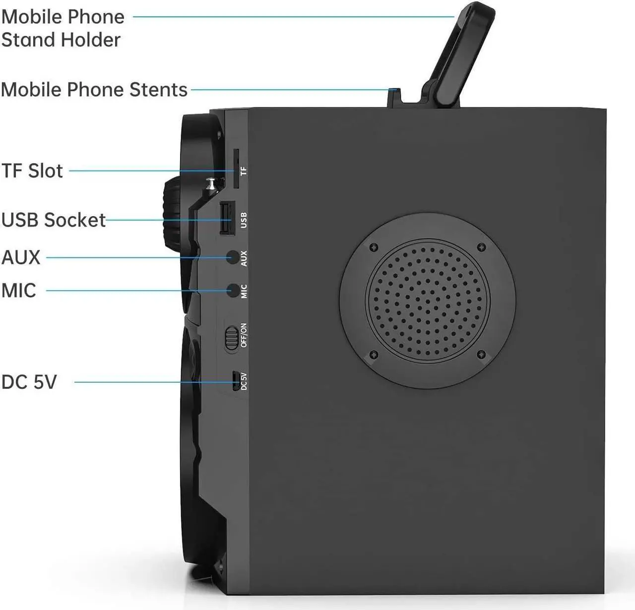 Alt view image 5 of 7 - Portable Bluetooth Party Speaker with Subwoofer, Heavy Bass, Wireless, FM Radio, Remote Control, LCD Display - for Outdoor/Indoor, Home, Phone, PC