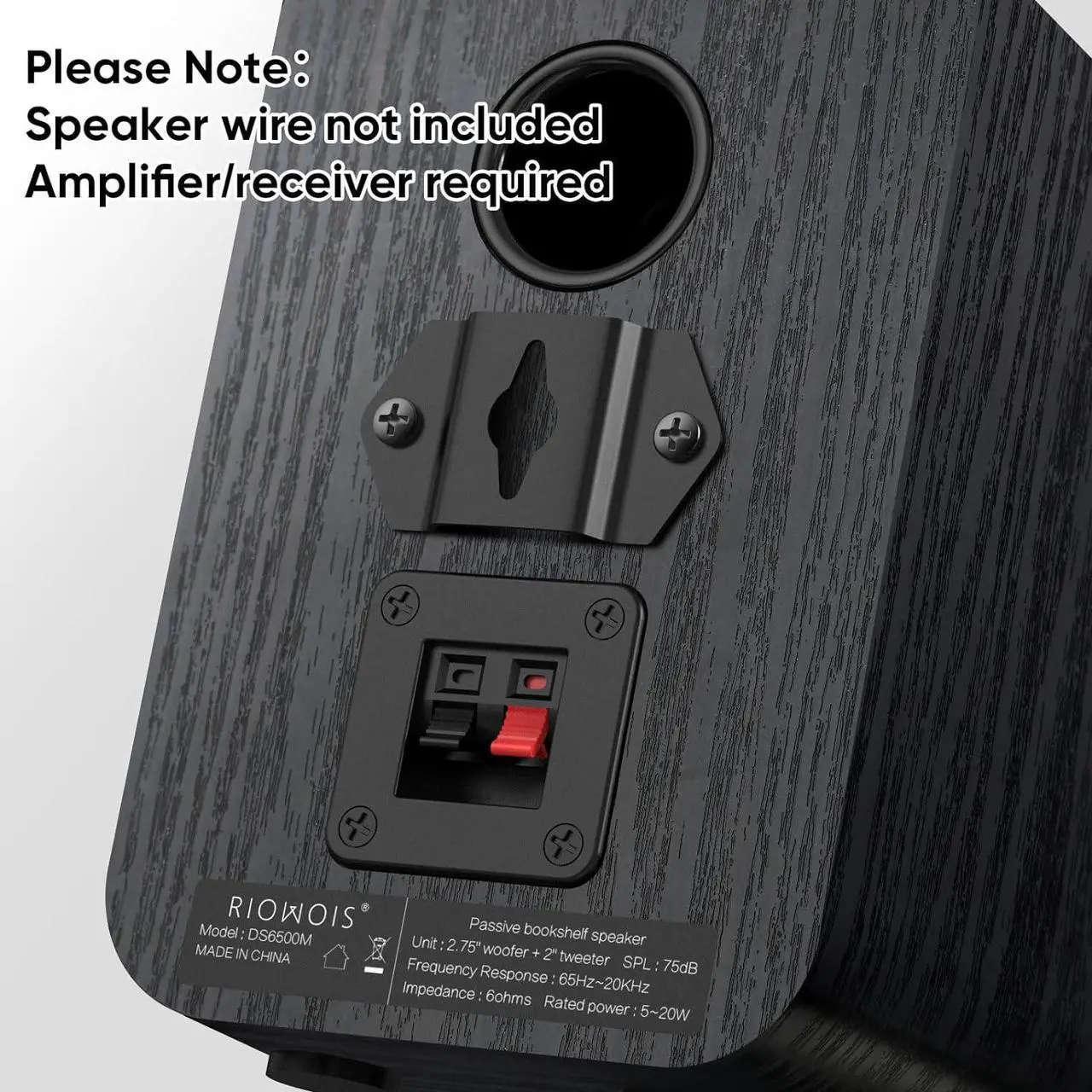 Alt view image 4 of 6 - Passive Bookshelf Speakers for Home Theater Surround Sound, Home Desktop Stereo Speakers with Crisper Sound and Classic Wood Grain for Record Player/Computer/TV, Wall Mountable, One Pair.