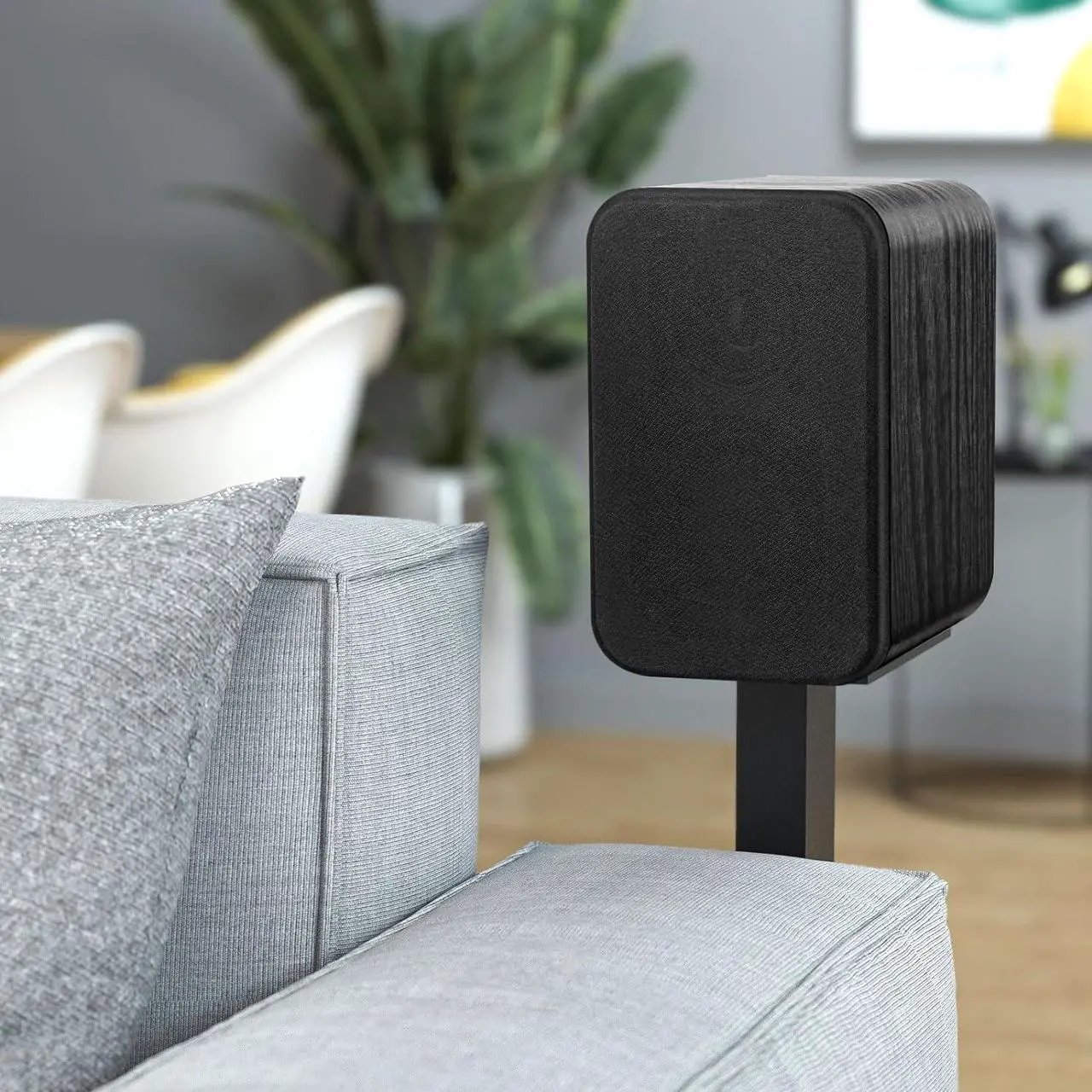 Alt view image 5 of 6 - Passive Bookshelf Speakers for Home Theater Surround Sound, Home Desktop Stereo Speakers with Crisper Sound and Classic Wood Grain for Record Player/Computer/TV, Wall Mountable, One Pair.