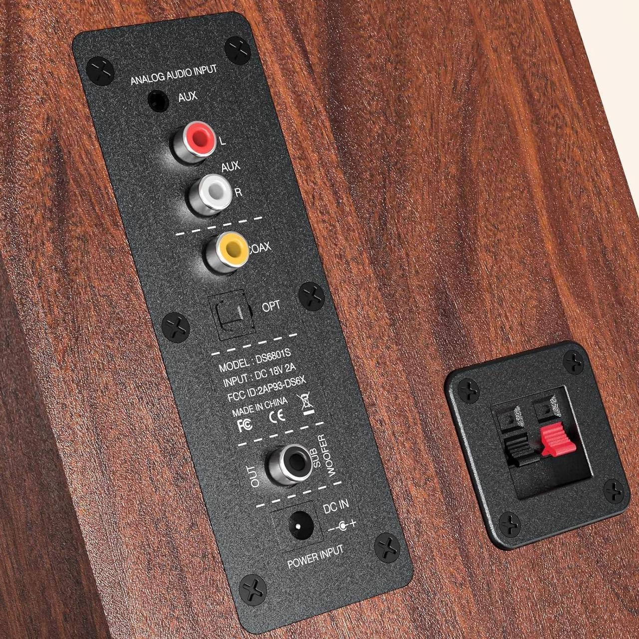 Alt view image 3 of 7 - Saiyin Bluetooth Bookshelf Speakers for Record Player, Powered Studio Monitor Speaker with 5.2 Inch Woofer, Horn Tweeter and Optical RCA Inputs, Subwoofer Line Out for Turnable.