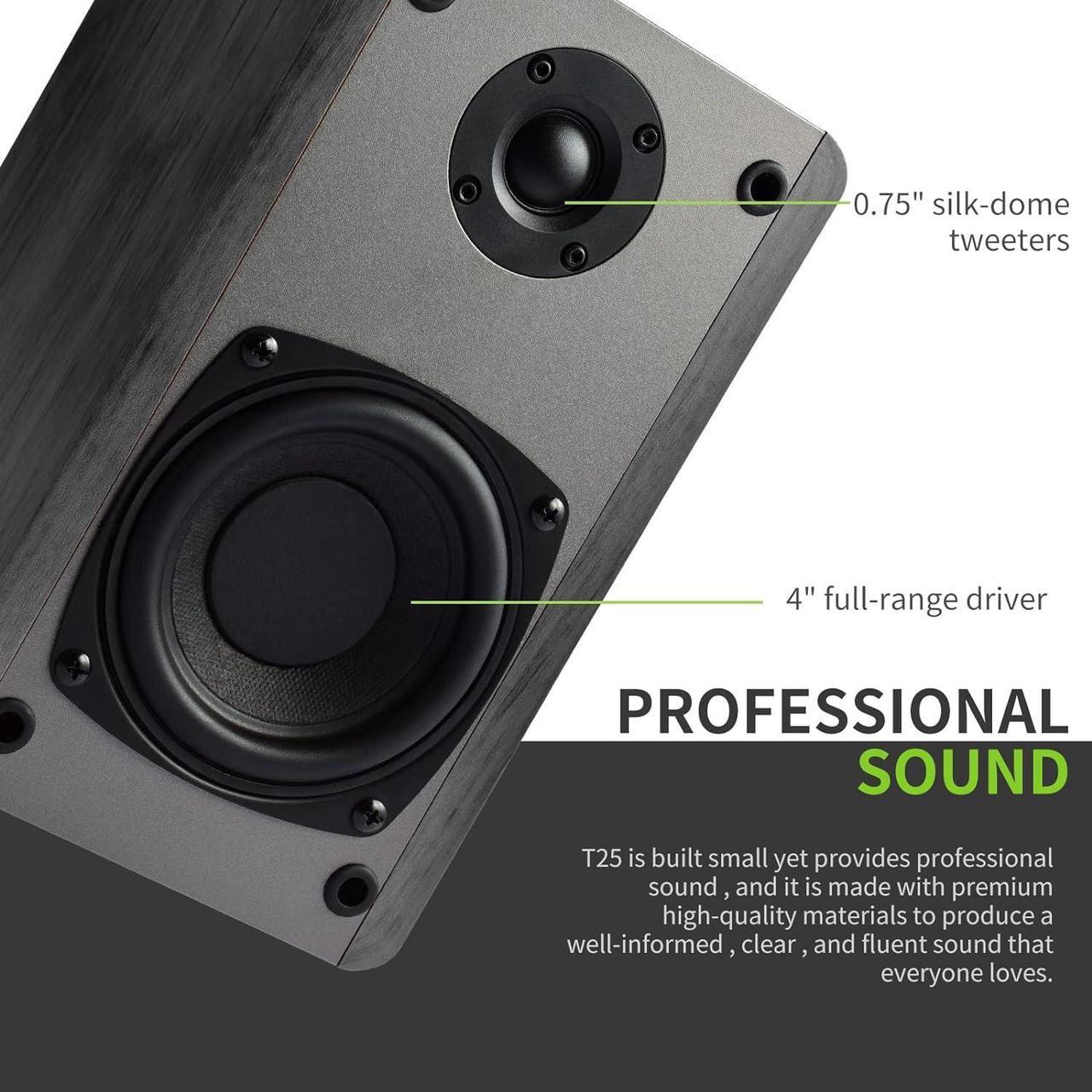 Alt view image 4 of 7 - SINGING WOOD T25 Passive 2 way Bookshelf Speakers 60 Watts (30W x 2) with preinstalled Wall Mount Bracket- Beech Wood finish, Pair - Receiver or Amplifier needed to operate (Black)
