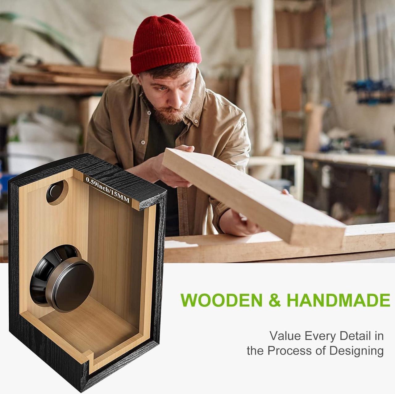 Alt view image 5 of 7 - SINGING WOOD T25 Passive 2 way Bookshelf Speakers 60 Watts (30W x 2) with preinstalled Wall Mount Bracket- Beech Wood finish, Pair - Receiver or Amplifier needed to operate (Black)