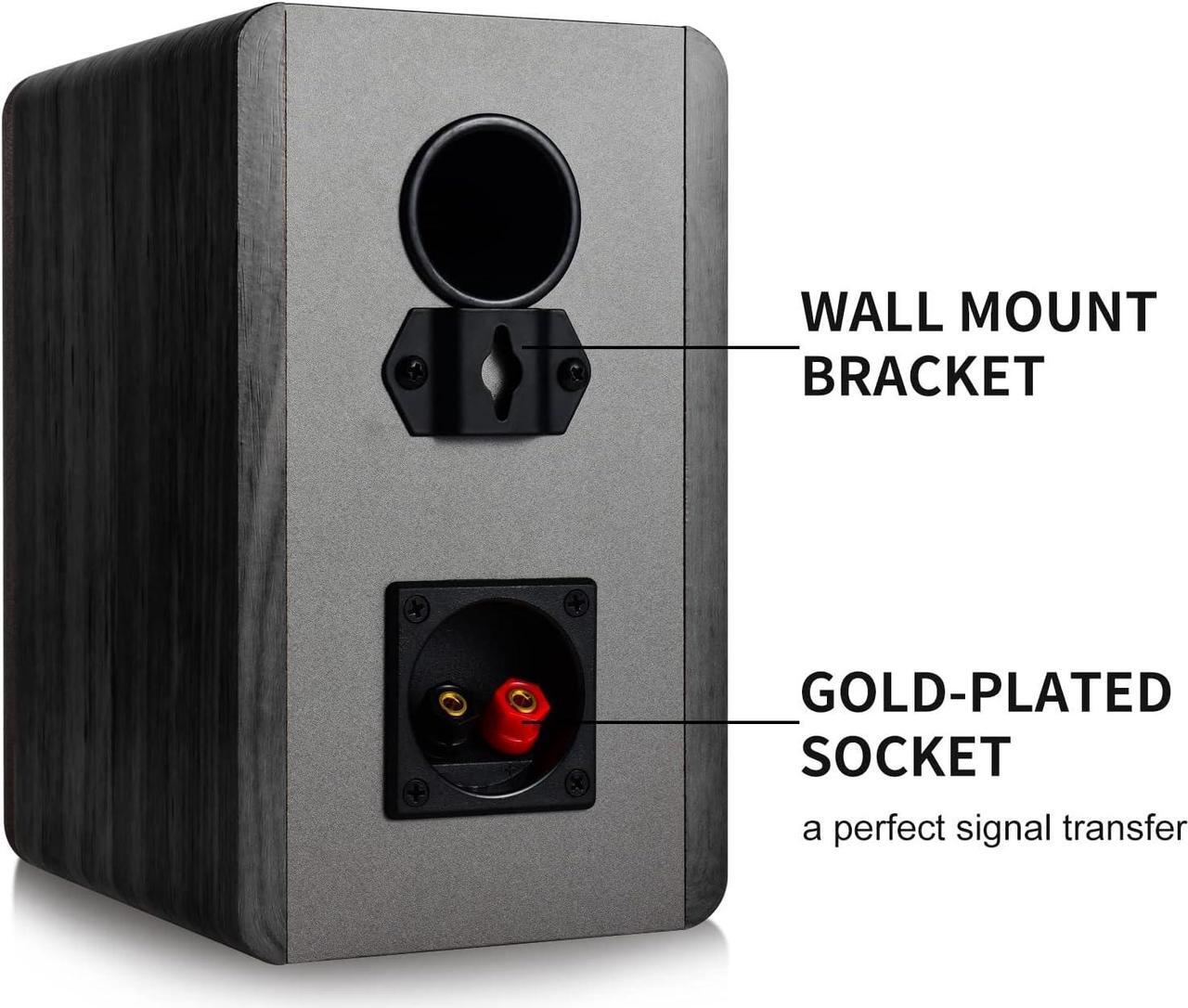 Alt view image 6 of 7 - SINGING WOOD T25 Passive 2 way Bookshelf Speakers 60 Watts (30W x 2) with preinstalled Wall Mount Bracket- Beech Wood finish, Pair - Receiver or Amplifier needed to operate (Black)