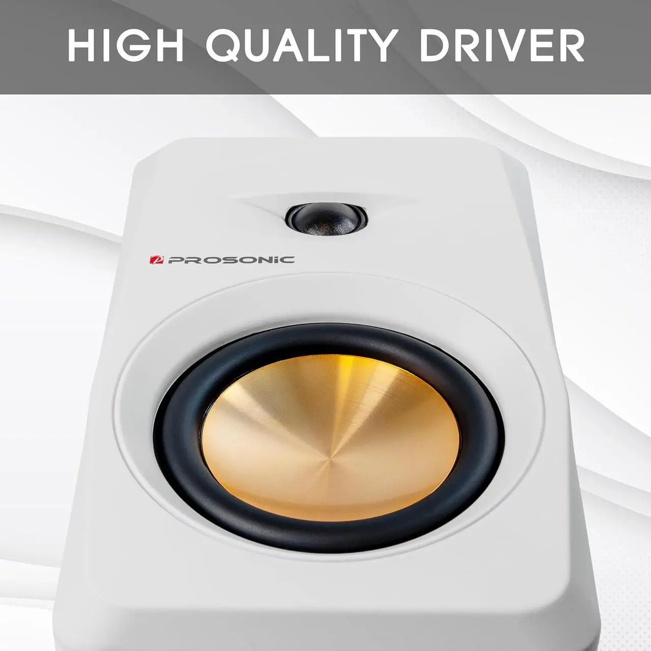 Alt view image 3 of 7 - Prosonic BT30 (2023 version) Active Powered Bluetooth Bookshelf Speakers, Studio Monitor, Home Theater, Turntable with Optical Input, Coaxial Input, 2X RCA Aux Line Input, 80 Watts, (White)