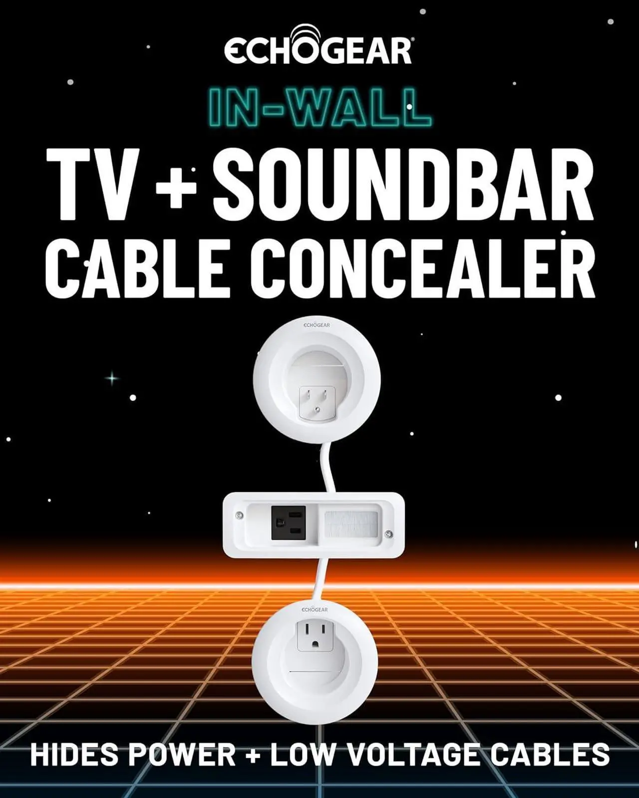 Alt view image 2 of 7 - ECHOGEAR in Wall Cable Management Kit for TV & Soundbar - Cable Concealer & Power Kit - Power Devices & Hide All TV Cables Behind The Wall - includes Circle Saw Drill Attachment & Drywall Hand Saw