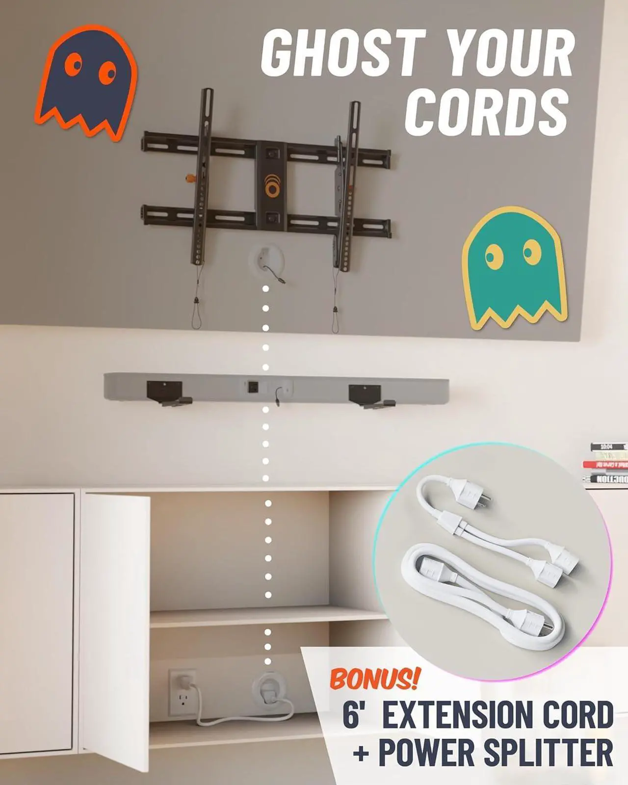 Alt view image 4 of 7 - ECHOGEAR in Wall Cable Management Kit for TV & Soundbar - Cable Concealer & Power Kit - Power Devices & Hide All TV Cables Behind The Wall - includes Circle Saw Drill Attachment & Drywall Hand Saw