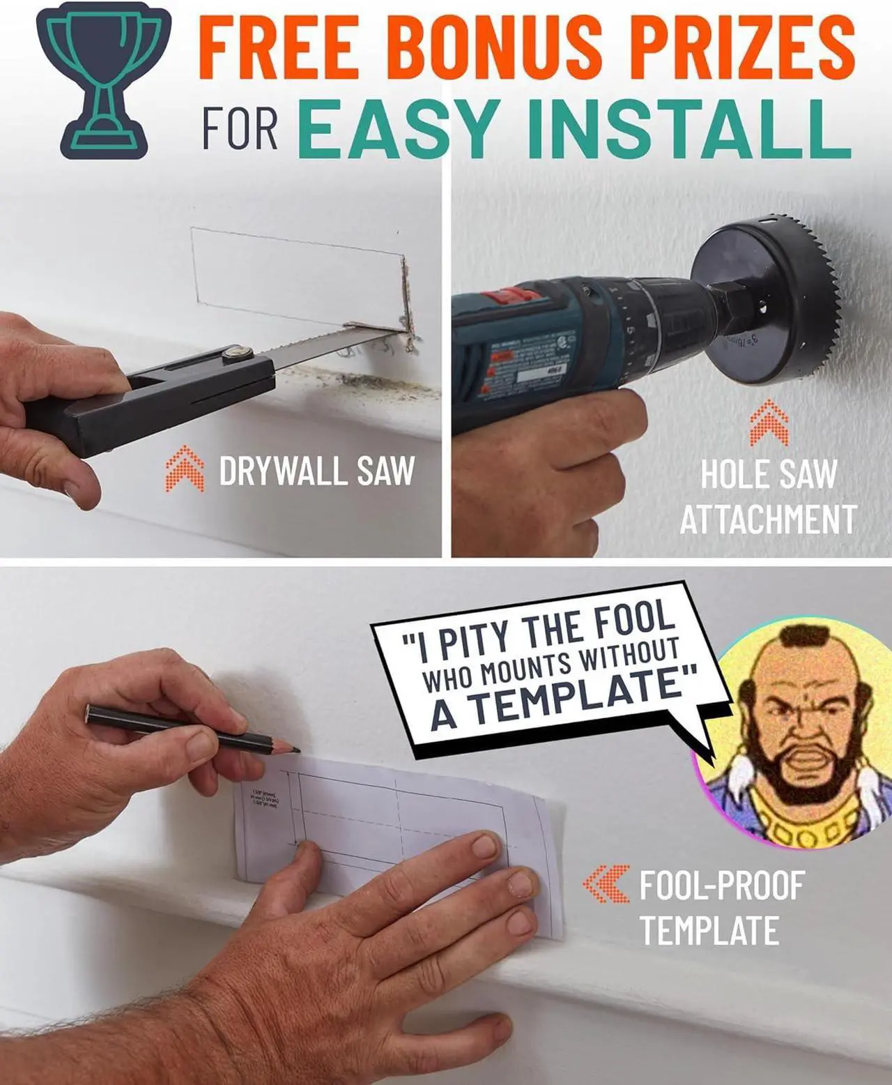 Alt view image 6 of 7 - ECHOGEAR in Wall Cable Management Kit for TV & Soundbar - Cable Concealer & Power Kit - Power Devices & Hide All TV Cables Behind The Wall - includes Circle Saw Drill Attachment & Drywall Hand Saw
