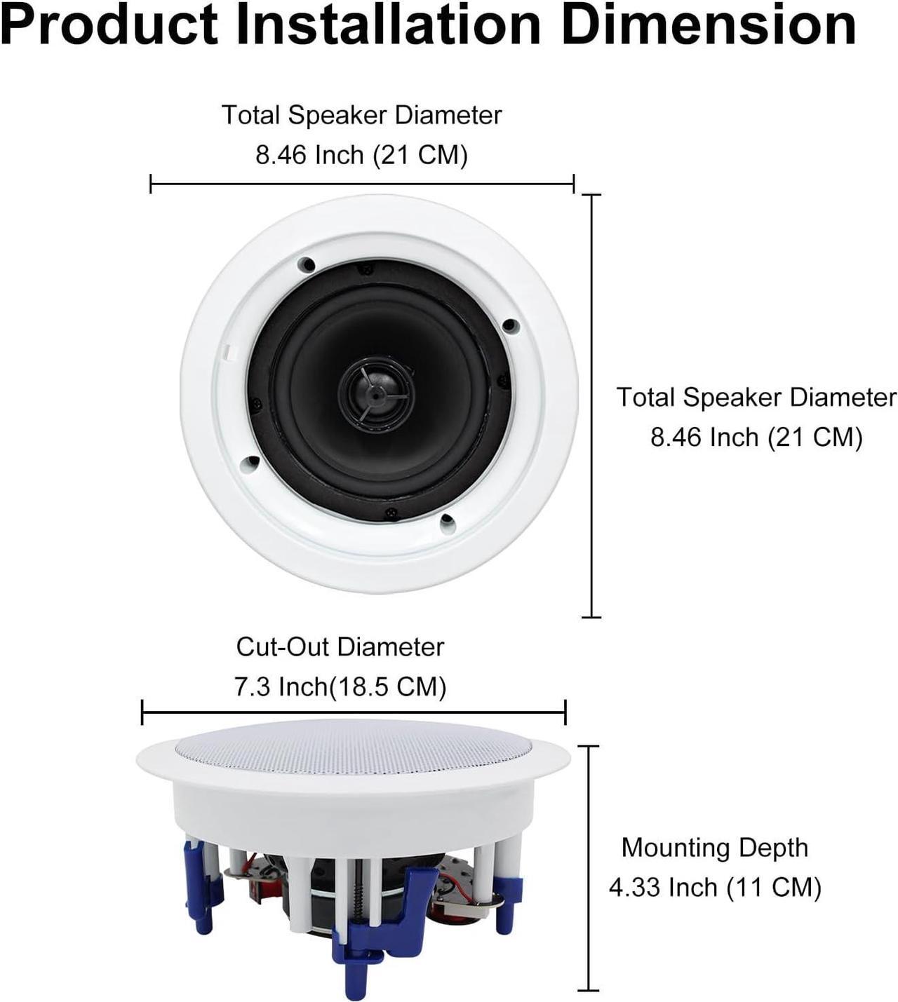 Alt view image 5 of 7 - 5.25 Inch Bluetooth Ceiling Speakers Home Recessed Speaker System 300 Watts Suitable for Humid,Kitchen,Bedroom,Bathroom,Covered Patio (A Pair)
