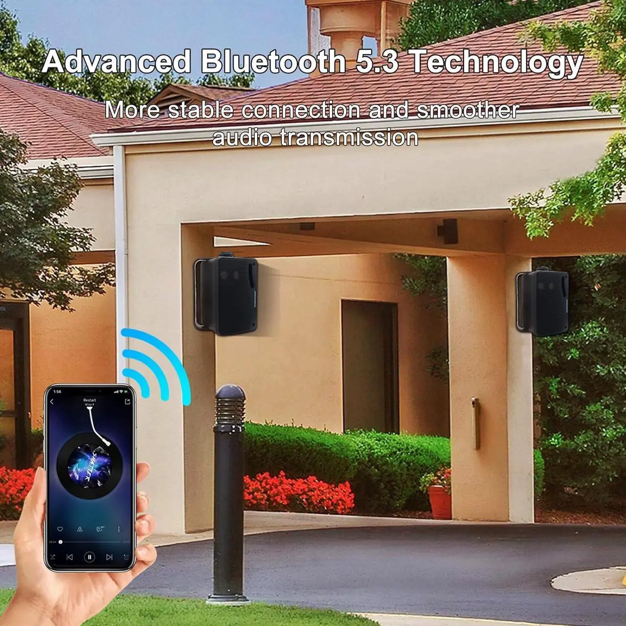 Alt view image 2 of 7 - 3.5 Inch Outdoor Bluetooth Speakers Waterproof,3 Way 200W Upgrade Premium Wall Mount Speakers,Perfect use in Patio,Deck, Indoor OutdoorBlack