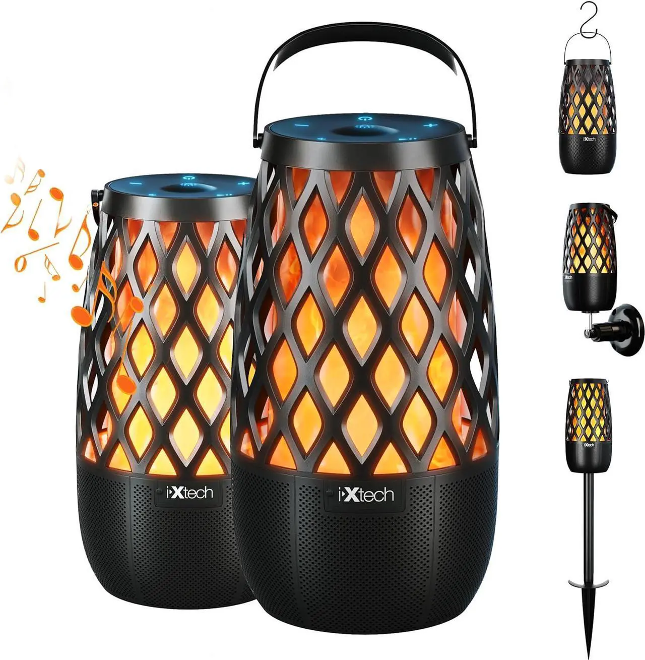 Main image of IXTECH Outdoor Bluetooth Speakers, Waterproof Portable Bluetooth Speaker Wireless with Lights, Outdoor Gifts for Dads Mom, Multi-Sync Wireless Connection, Lantern Speakers Mountable, 2 Pack