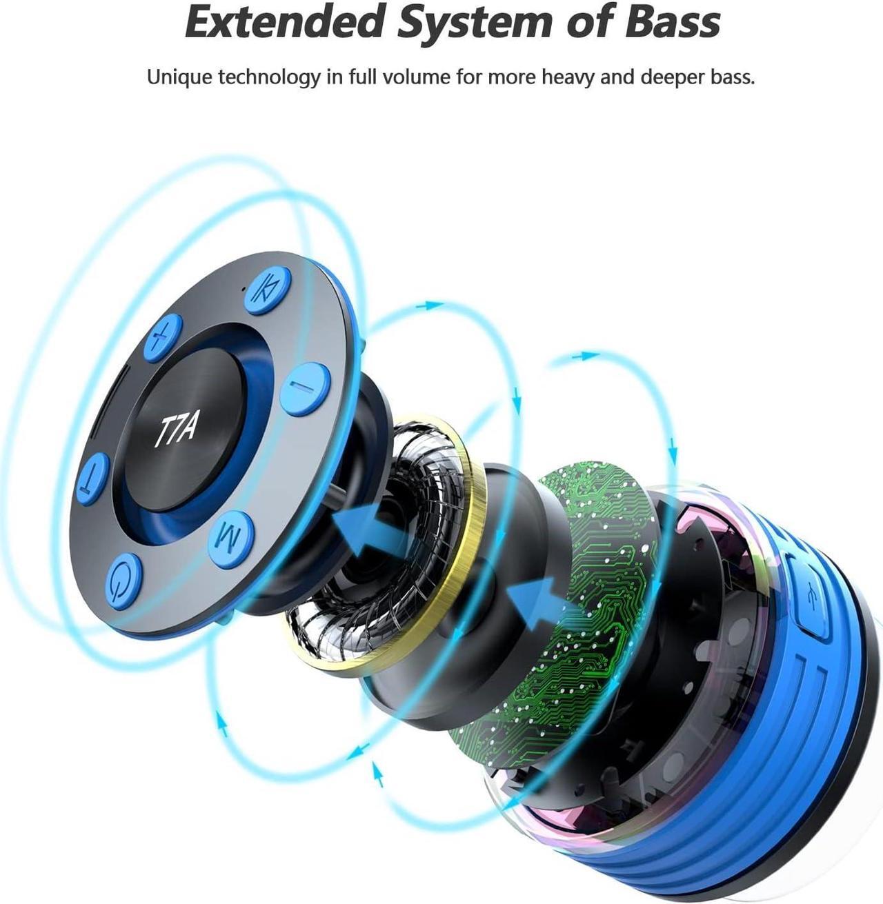 Alt view image 2 of 7 - Rulefiss Shower Speaker, Bluetooth Speakers Waterproof IP7 with Suction Cup, Portable Speaker with LED Light, Shower Radio for Bathroom, 3D Crystal Sound & Bass, Kayak, Pool, Beach, Bike