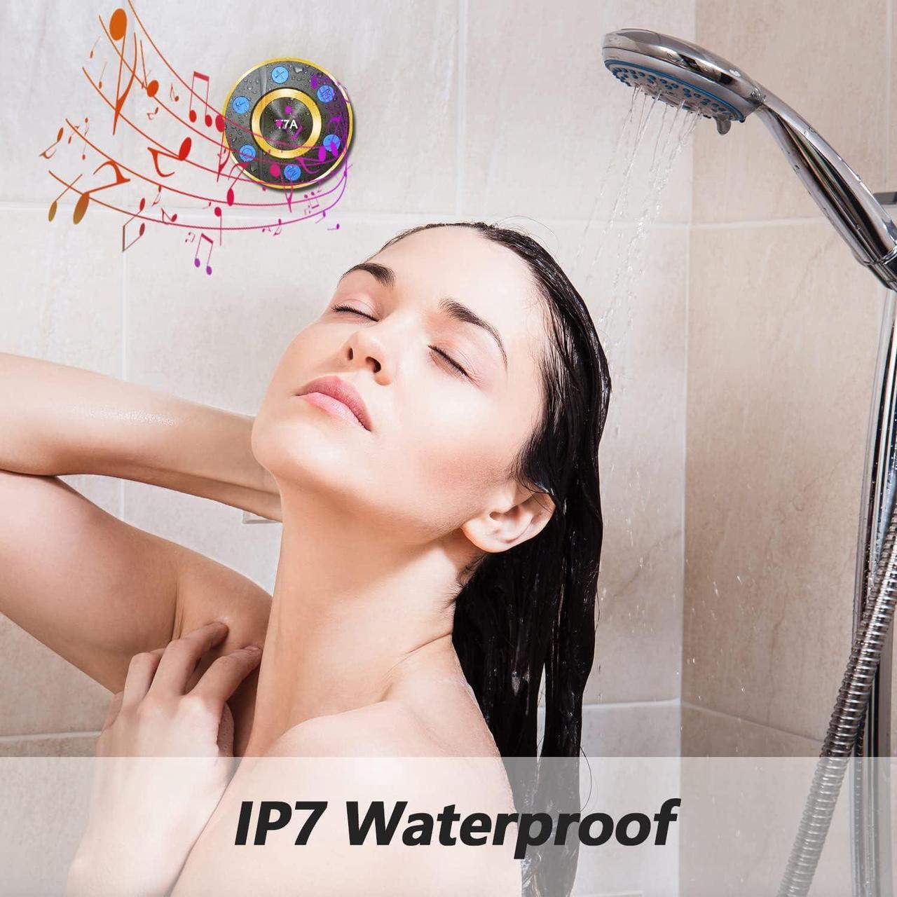 Alt view image 4 of 7 - Rulefiss Shower Speaker, Bluetooth Speakers Waterproof IP7 with Suction Cup, Portable Speaker with LED Light, Shower Radio for Bathroom, 3D Crystal Sound & Bass, Kayak, Pool, Beach, Bike