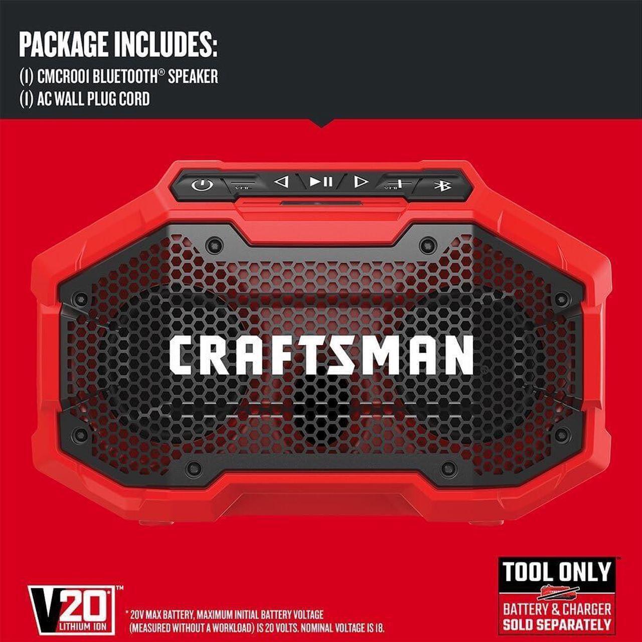 Alt view image 2 of 7 - CRAFTSMAN V20 Wireless Portable Bluetooth Speaker, Tool Only (CMCR001B), Red